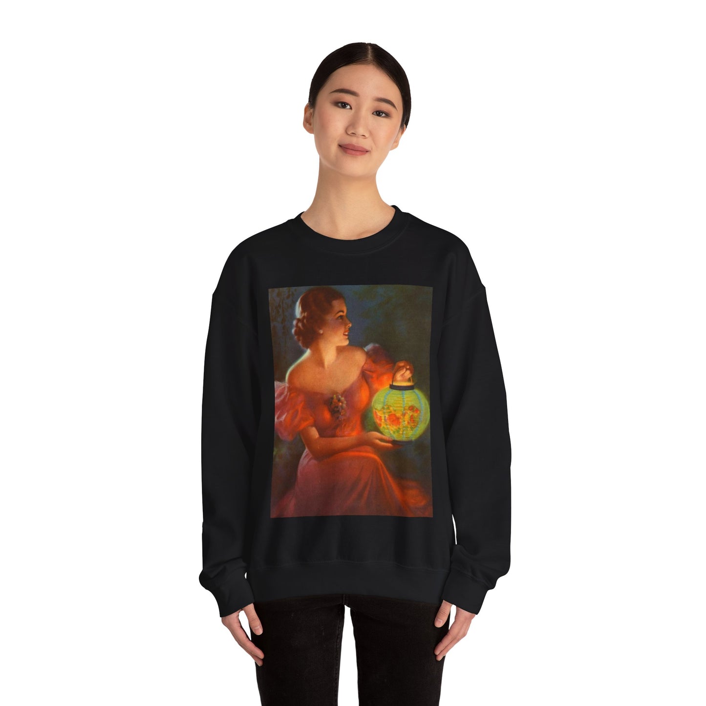 Lantern Glow by Edward Mason Eggleston Black Heavy Blend Adult Crew Neck SweatShirt