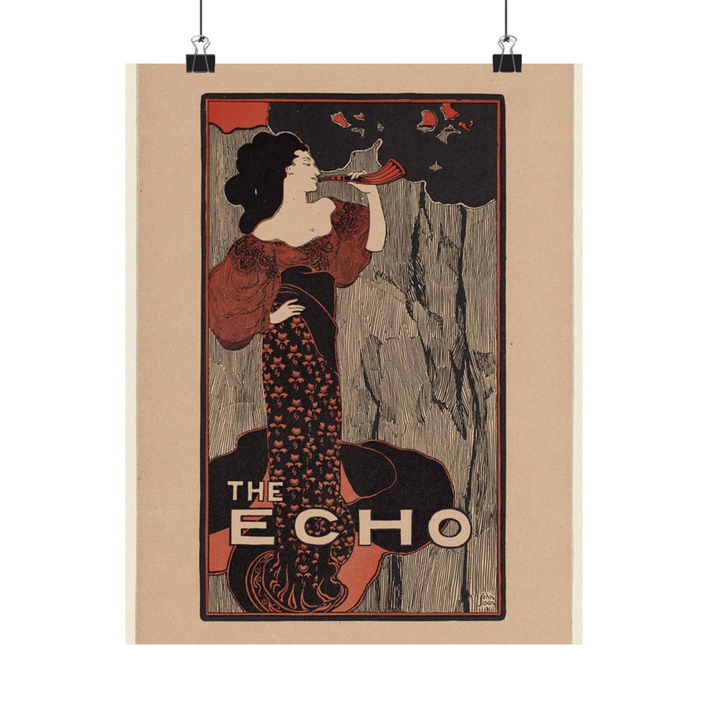 The echo, for sale here - Art nouveau public domain poster - Art nouveau public domain image High Quality Matte Wall Art Poster for Home, Office, Classroom