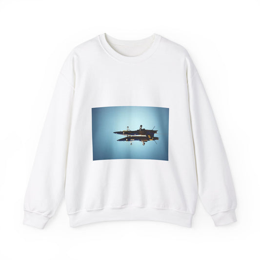 Two F/A-18A Hornet aircraft of the Blue Angels Flight Demonstration Squadron execute the Fortus maneuver during an air show White Heavy Blend Adult Crew Neck SweatShirt