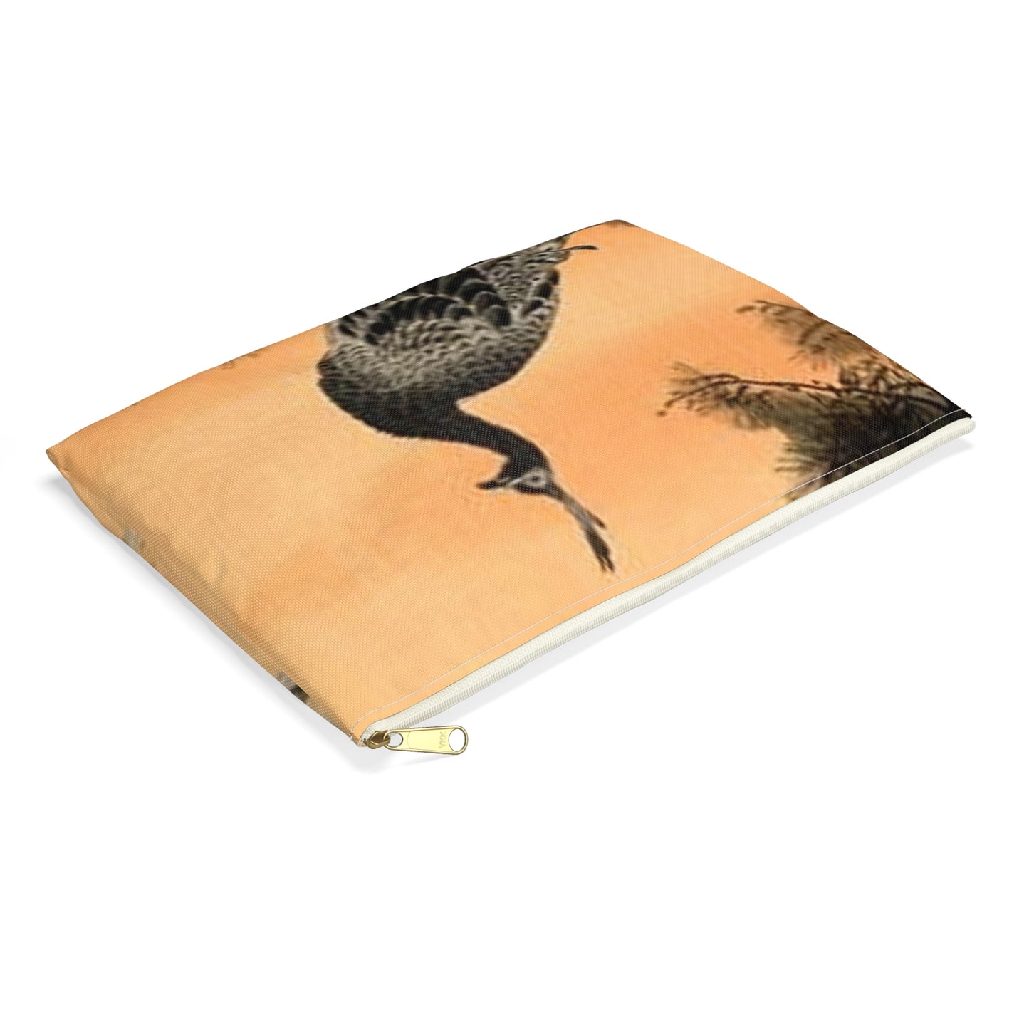 Koson - peacock-and-hen, Ohara Koson Large Organizer Pouch with Black Zipper