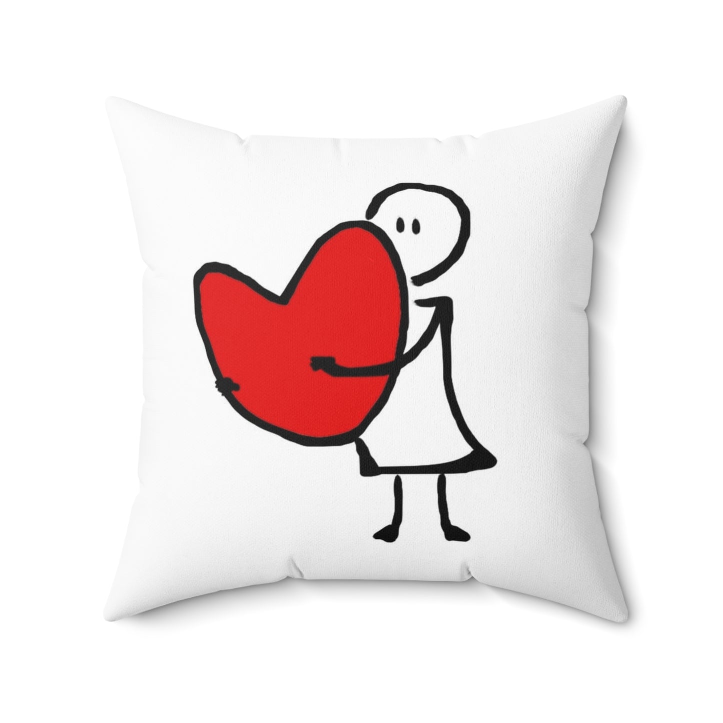 A drawing of a person holding a heart. Love heart truelove, emotions. Decorative Accent Square Pillow