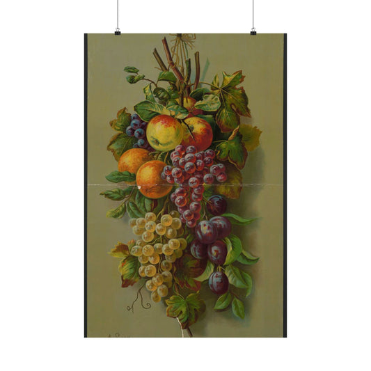 Apples, Plums & grapes, no. 8266 High Quality Matte Wall Art Poster for Home, Office, Classroom