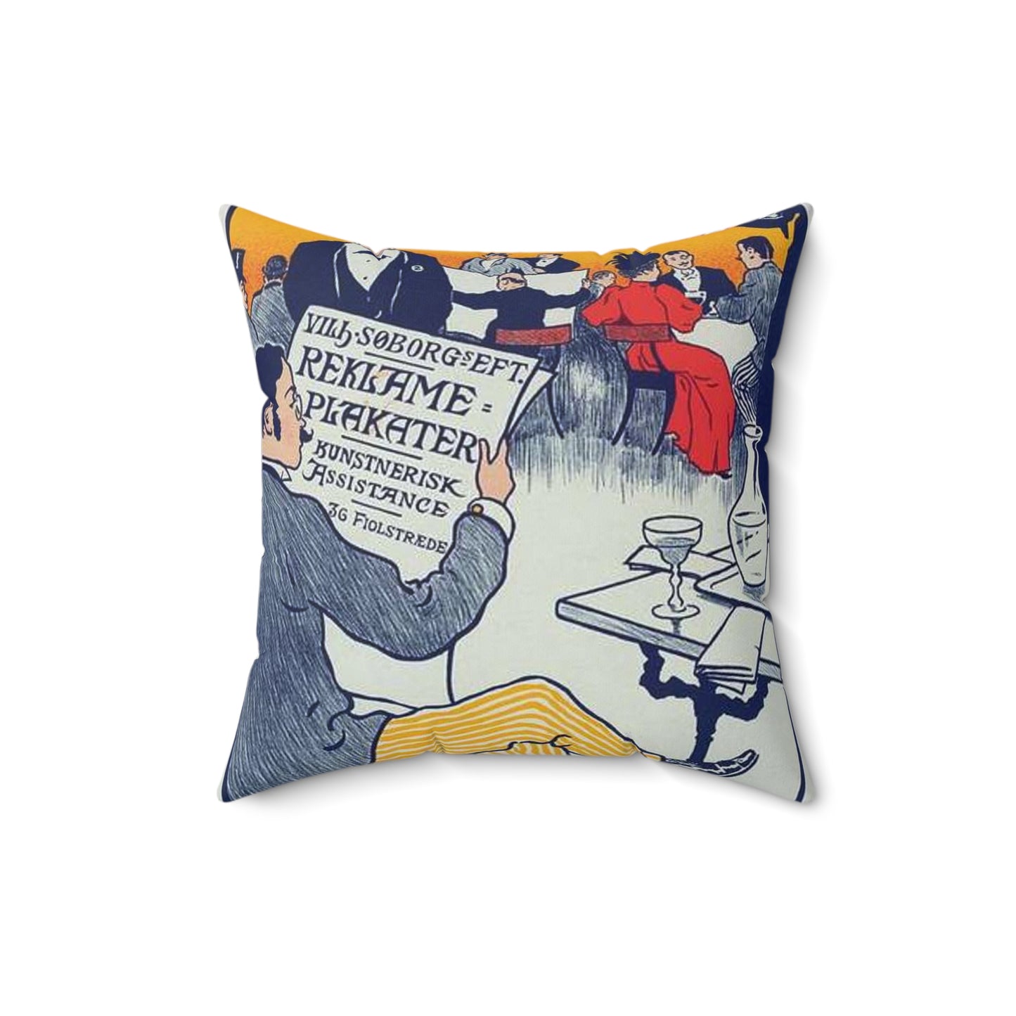 Affiche danoise pour les "Affiches artistiques Wilh. Söborg". Decorative Accent Square Pillow