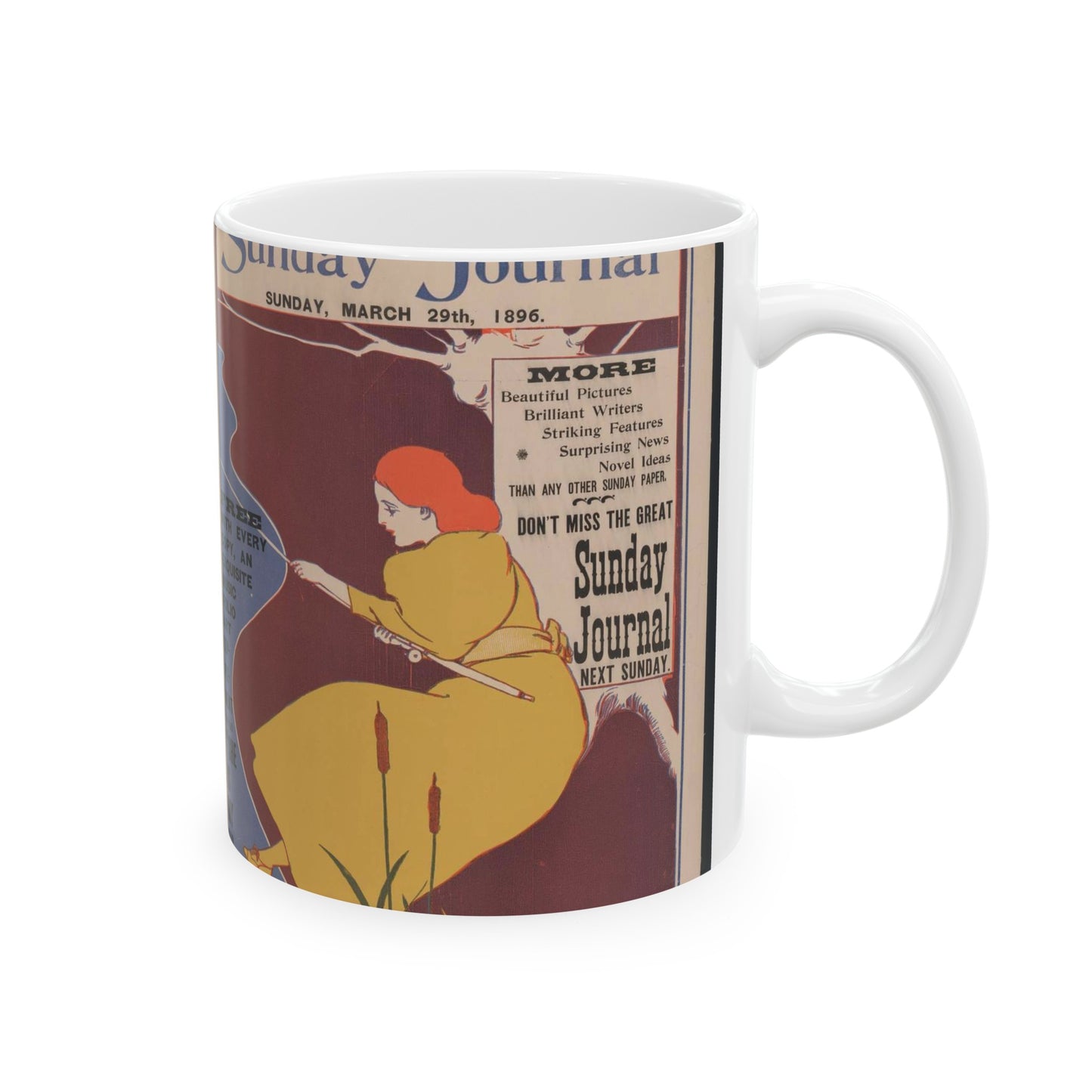 New York Sunday Journal, Sunday March 29th, 1896 Beautiful Novelty Ceramic Coffee Mug 11oz