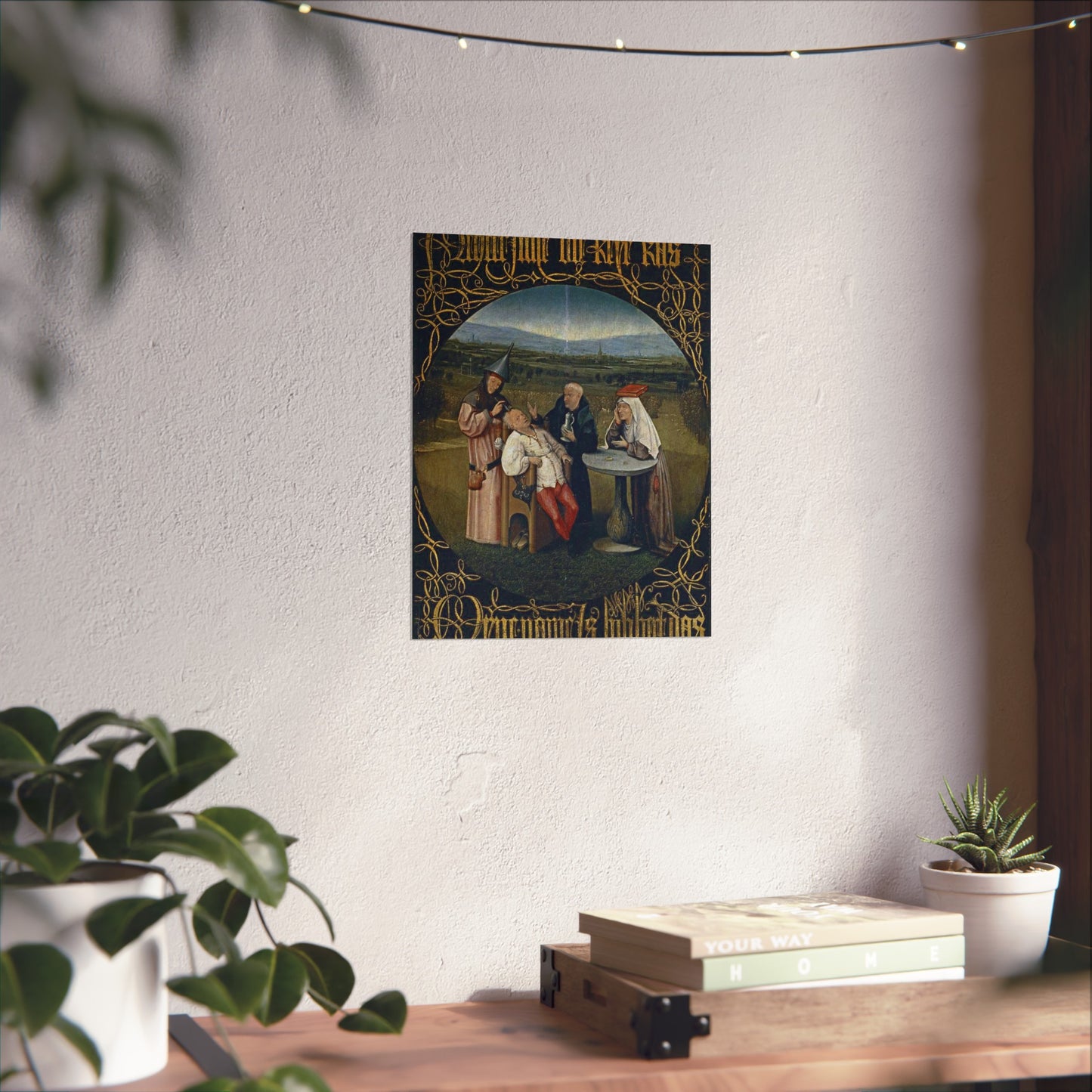 Hieronymus Bosch 053 - A painting of a group of people sitting around a table High Quality Matte Wall Art Poster for Home, Office, Classroom