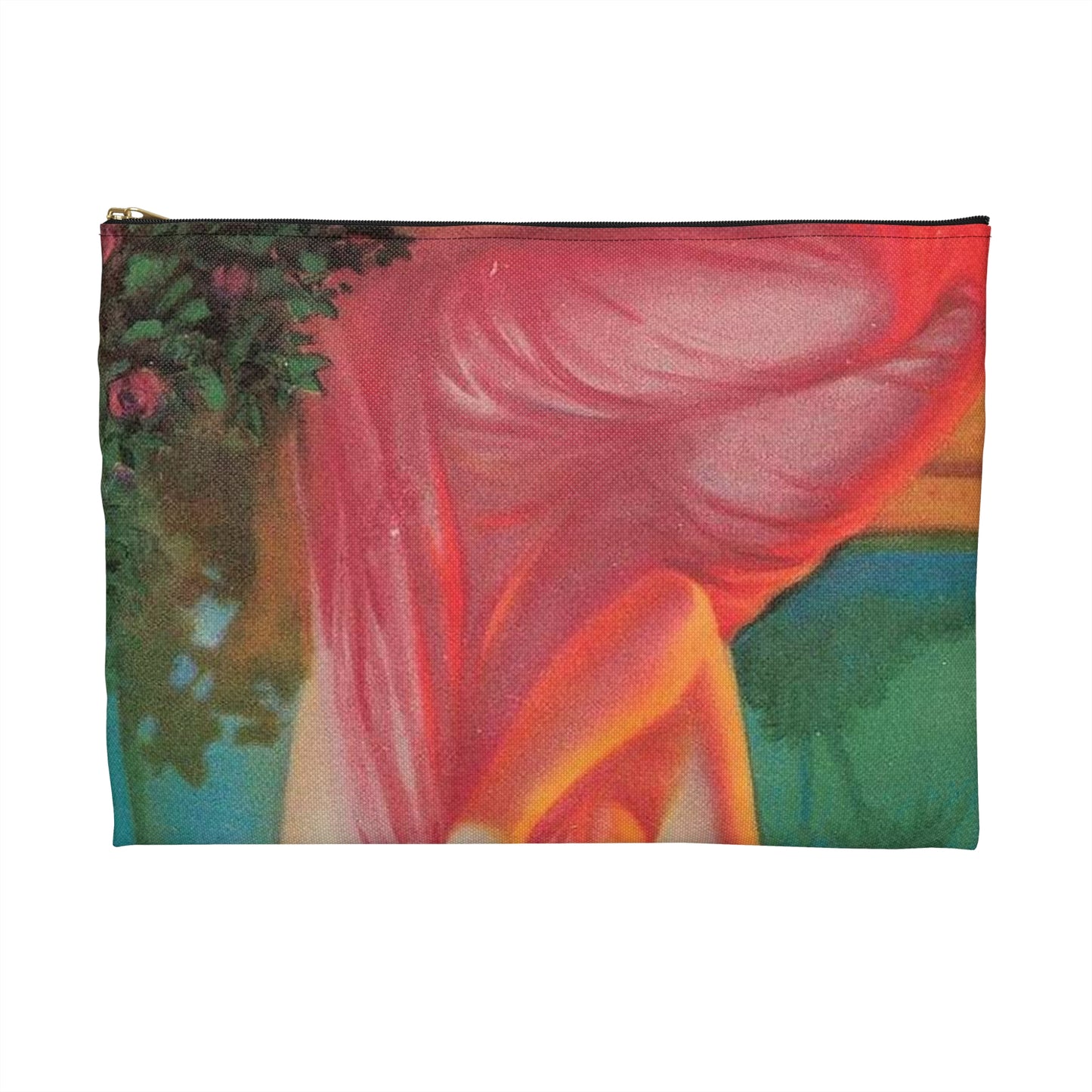 Moonlight and Roses, print from painting by Edward Mason Eggleston Large Organizer Pouch with Black Zipper