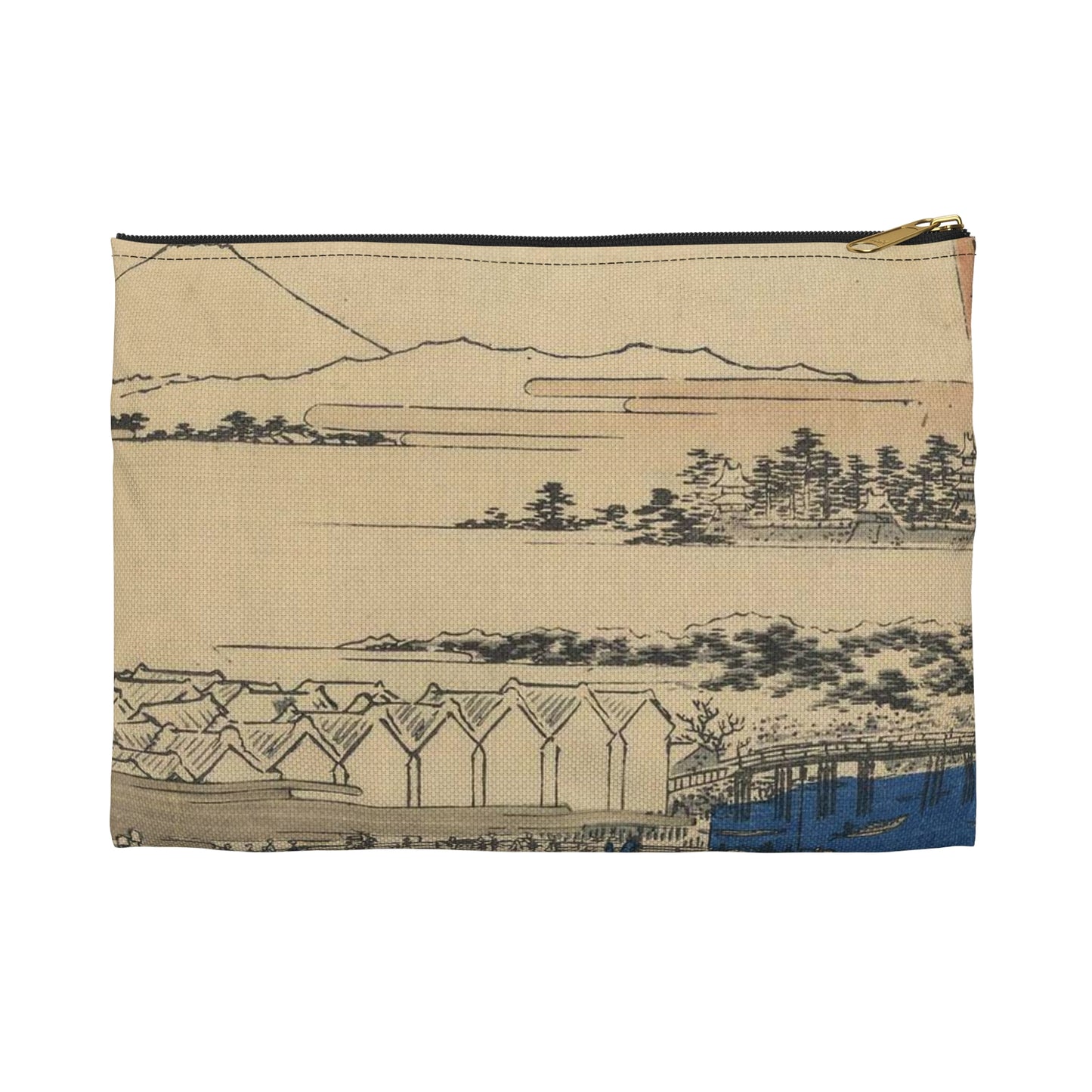 Nihonbashi yukibare, Andō Hiroshige - Ukiyo e print Large Organizer Pouch with Black Zipper