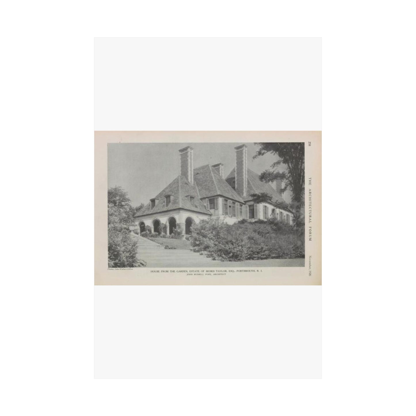 House from the Garden, Estate of Moses Taylor, Esq., Portsmouth, R.I. High Quality Matte Wall Art Poster for Home, Office, Classroom