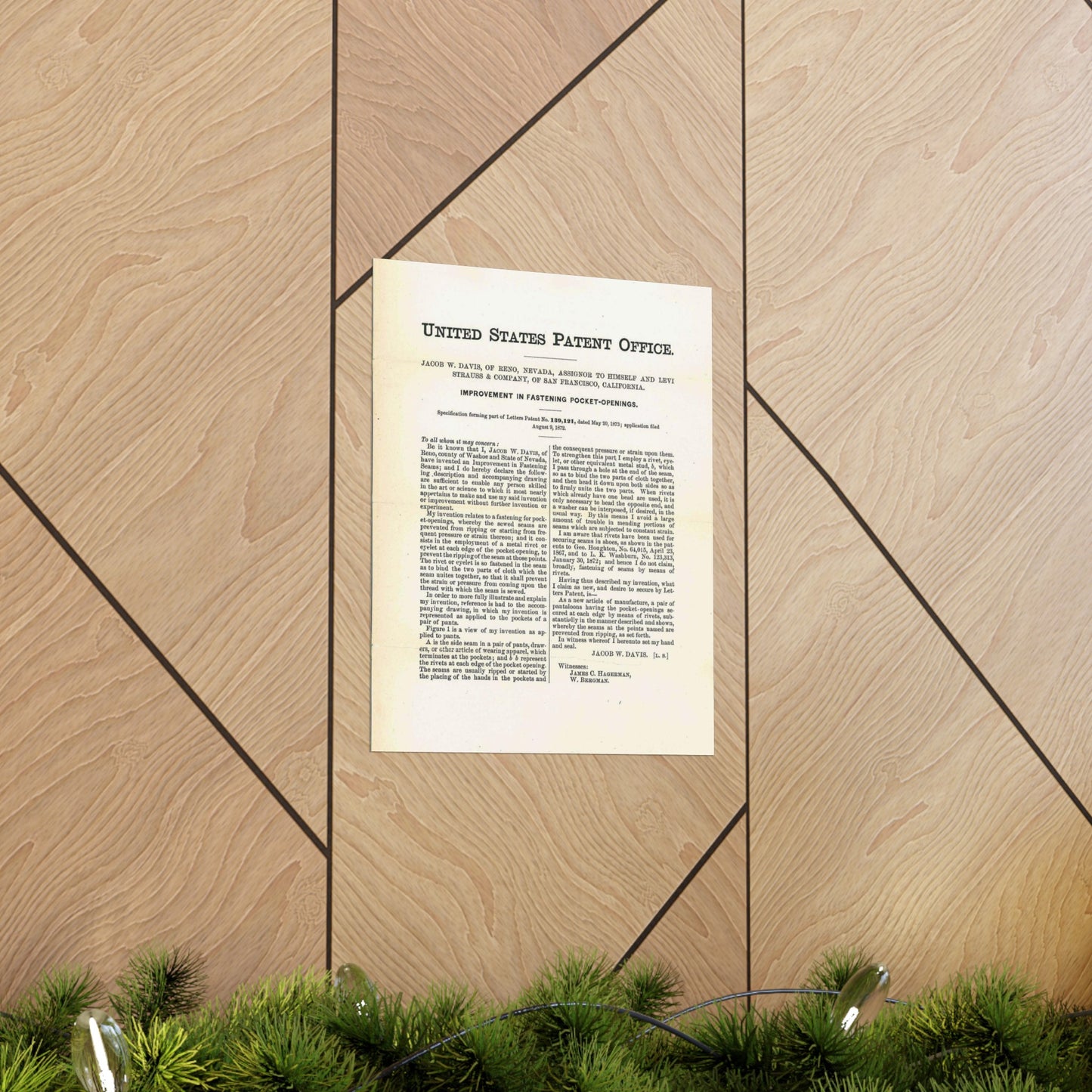 Patent Case File No. 139,121, Improvement in Fastening Pocket Openings, Inventor- Jacob W. Davis - DPLA - afb017b06366ded5b3d9735cb413b735 (page 29) High Quality Matte Wall Art Poster for Home, Office, Classroom