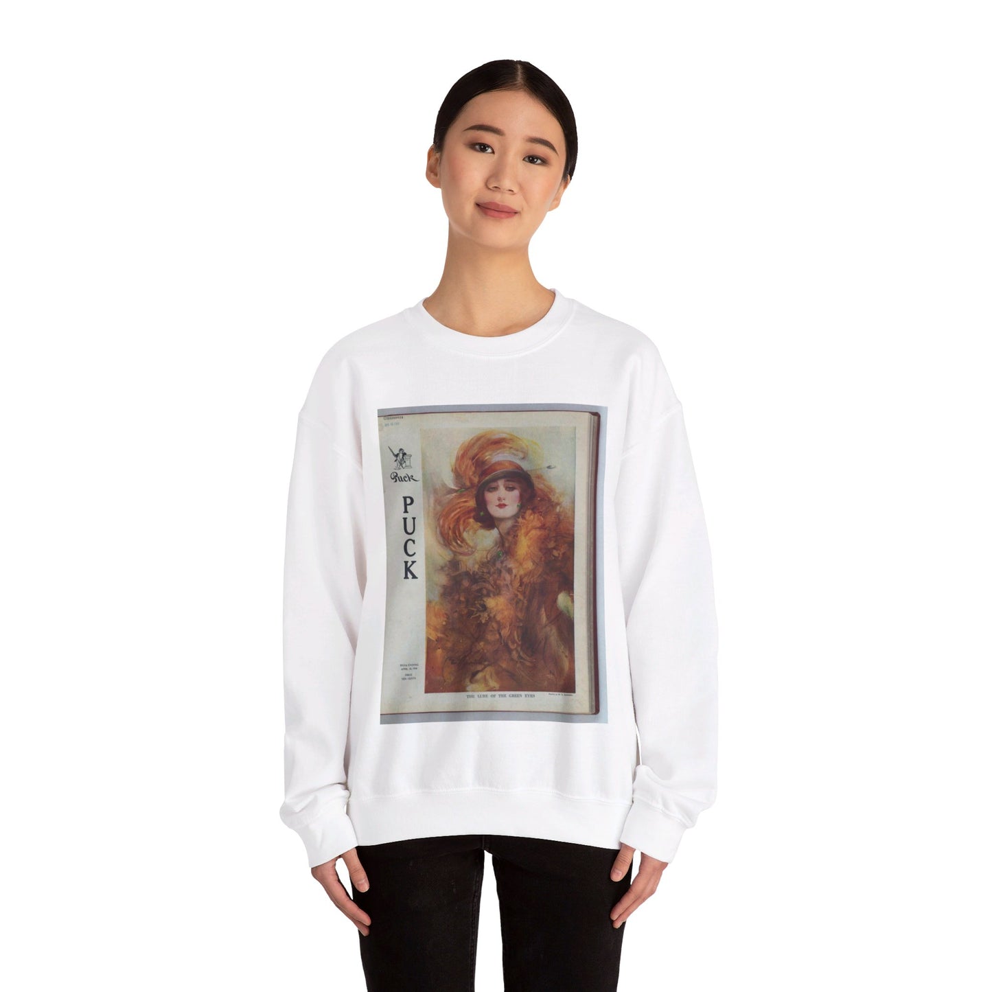 The lure of the green eyes / painted by W.H. Barribal. White Heavy Blend Adult Crew Neck SweatShirt