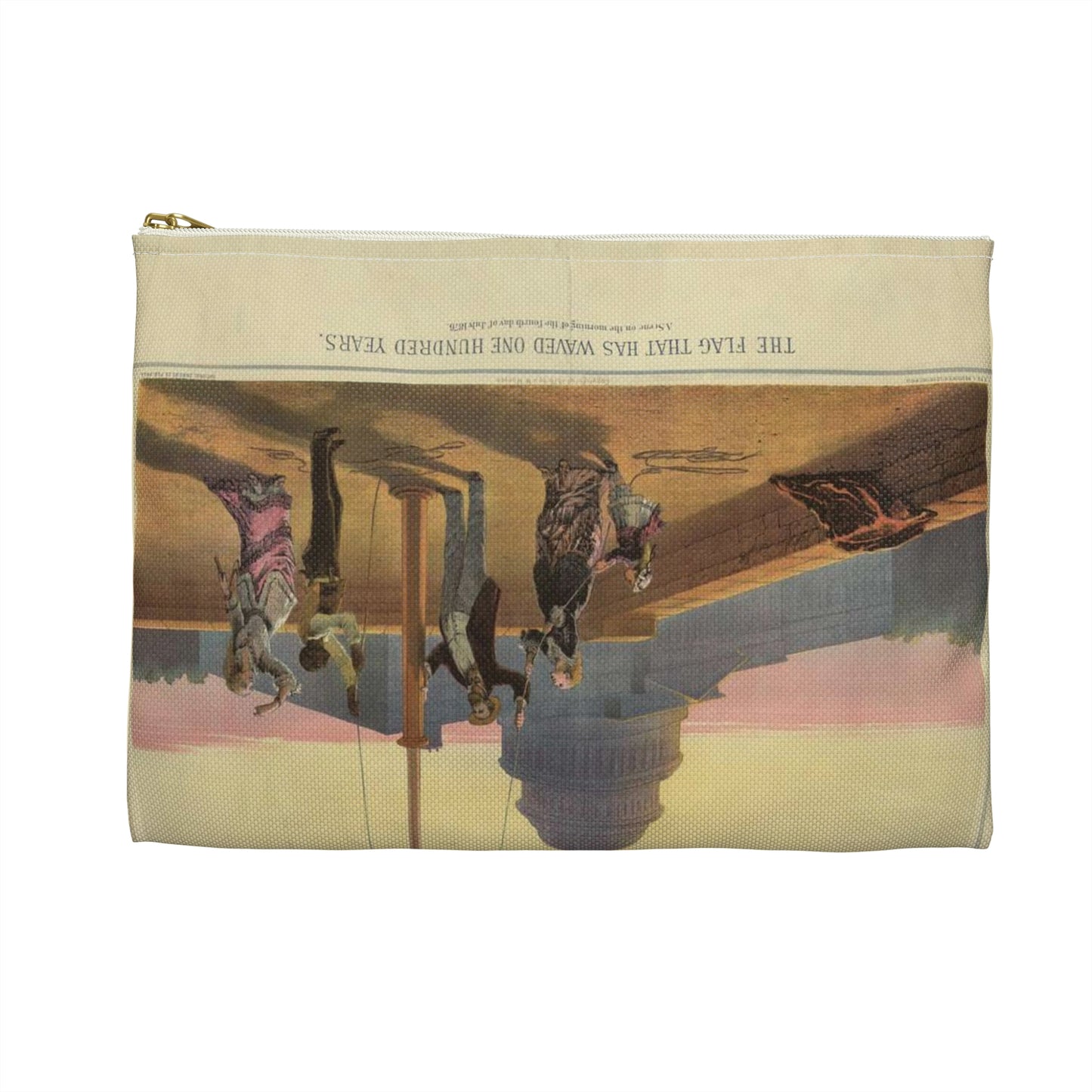 The flag that has waved one hundred years--A scene on the morning of the fourth day of July 1876 / Fabronius ; E.P. & L. Restein's oilchromo, Philadelphia. ; National Chromo Co. pub., Philadelphia. Large Organizer Pouch with Black Zipper