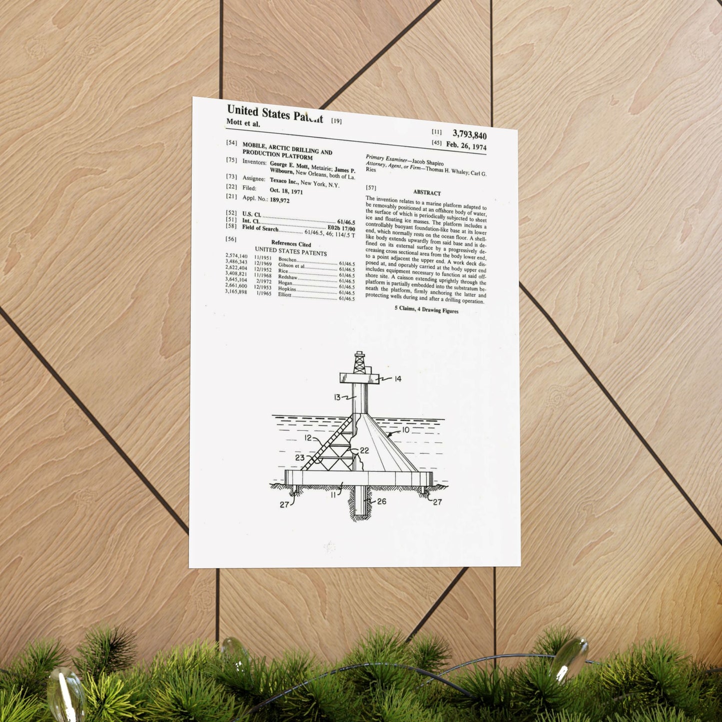 Patent Case File No. 3,793,840, Mobile Arctic Drilling and Production Platform, Inventor(s)- George E. Mott and James P. Wilbourn. - DPLA - 8f260bf2cd8926afbf4da017454f39b3 (page 6) High Quality Matte Wall Art Poster for Home, Office, Classroom