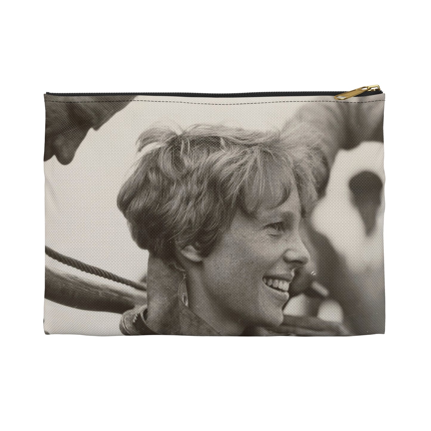 Amelia Earhart Deep Sea Diving off Block Island Large Organizer Pouch with Black Zipper