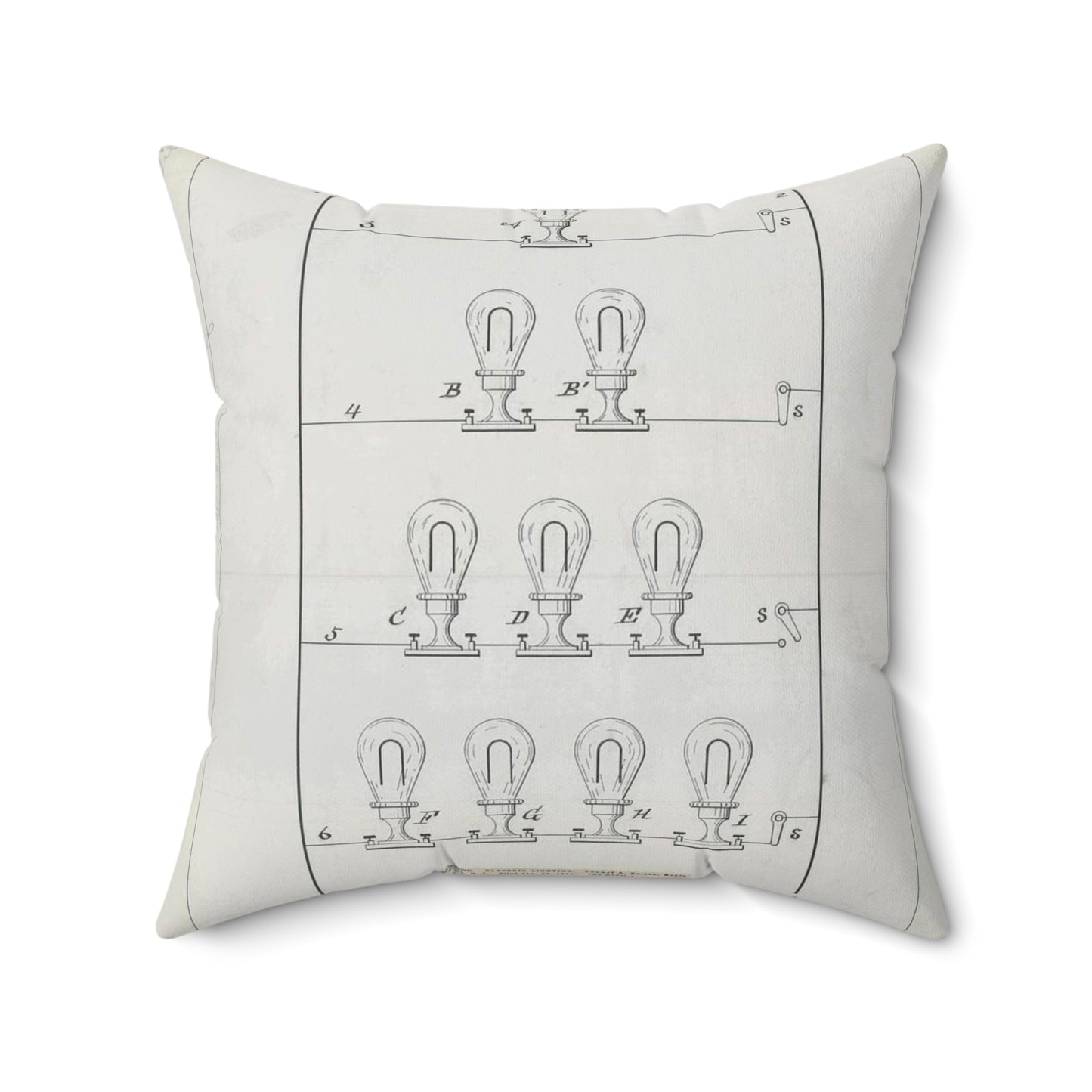 Patent drawing - for T. A. Edison's Electric Lighting Public domain  image Decorative Accent Square Pillow