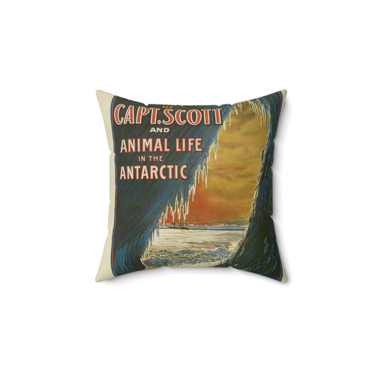 The Gaumont Co. L'T'D. London presents the motion picture records of the undying story of Capt. Scott and animal life in the Antarctic / The Morgan Lith. Co., Cleveland, O. Decorative Accent Square Pillow