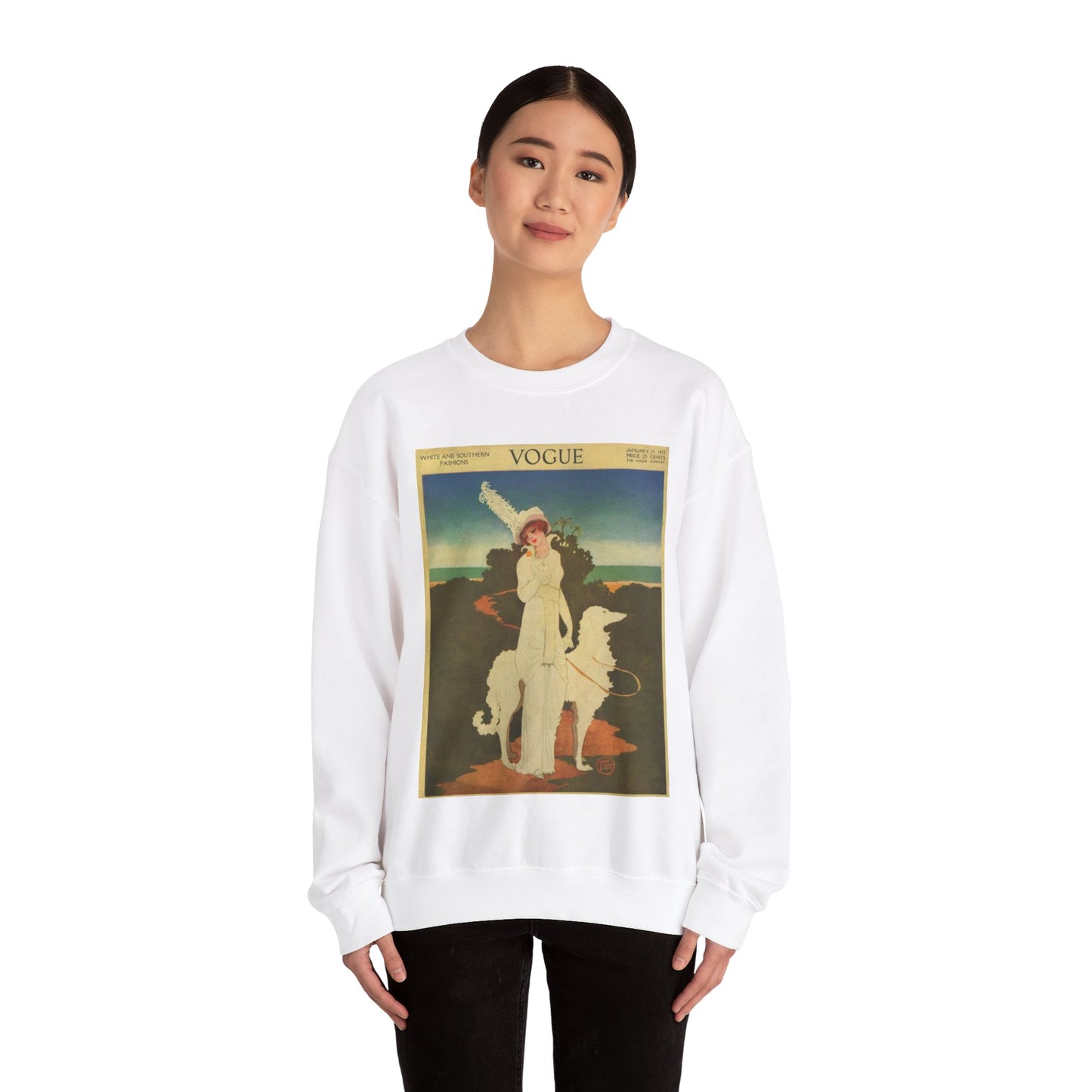 Vogue Magazine 15 Jan 1913 - Public domain portrait print White Heavy Blend Adult Crew Neck SweatShirt