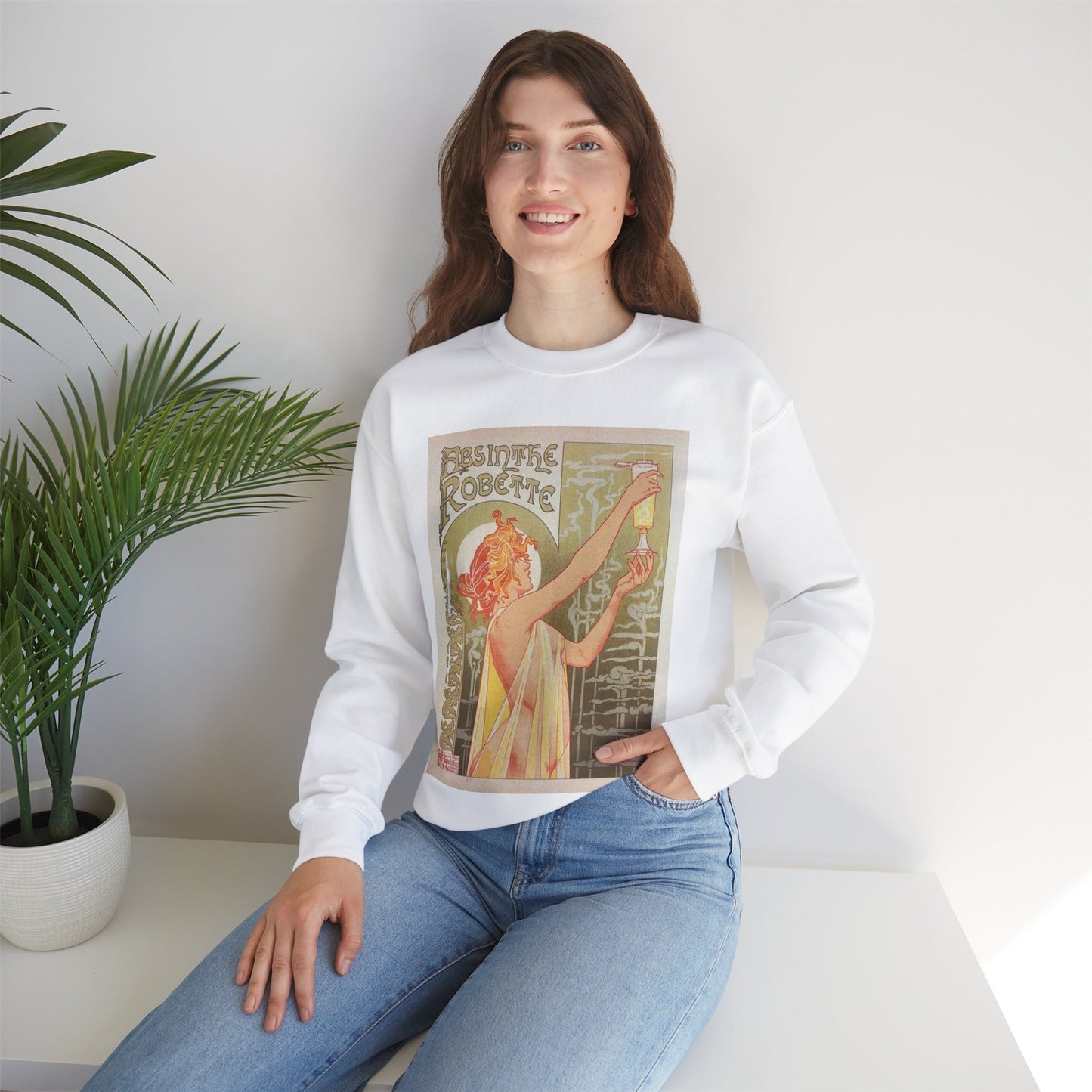 Affiche belge pour l' "Absinthe Robette". White Heavy Blend Adult Crew Neck SweatShirt