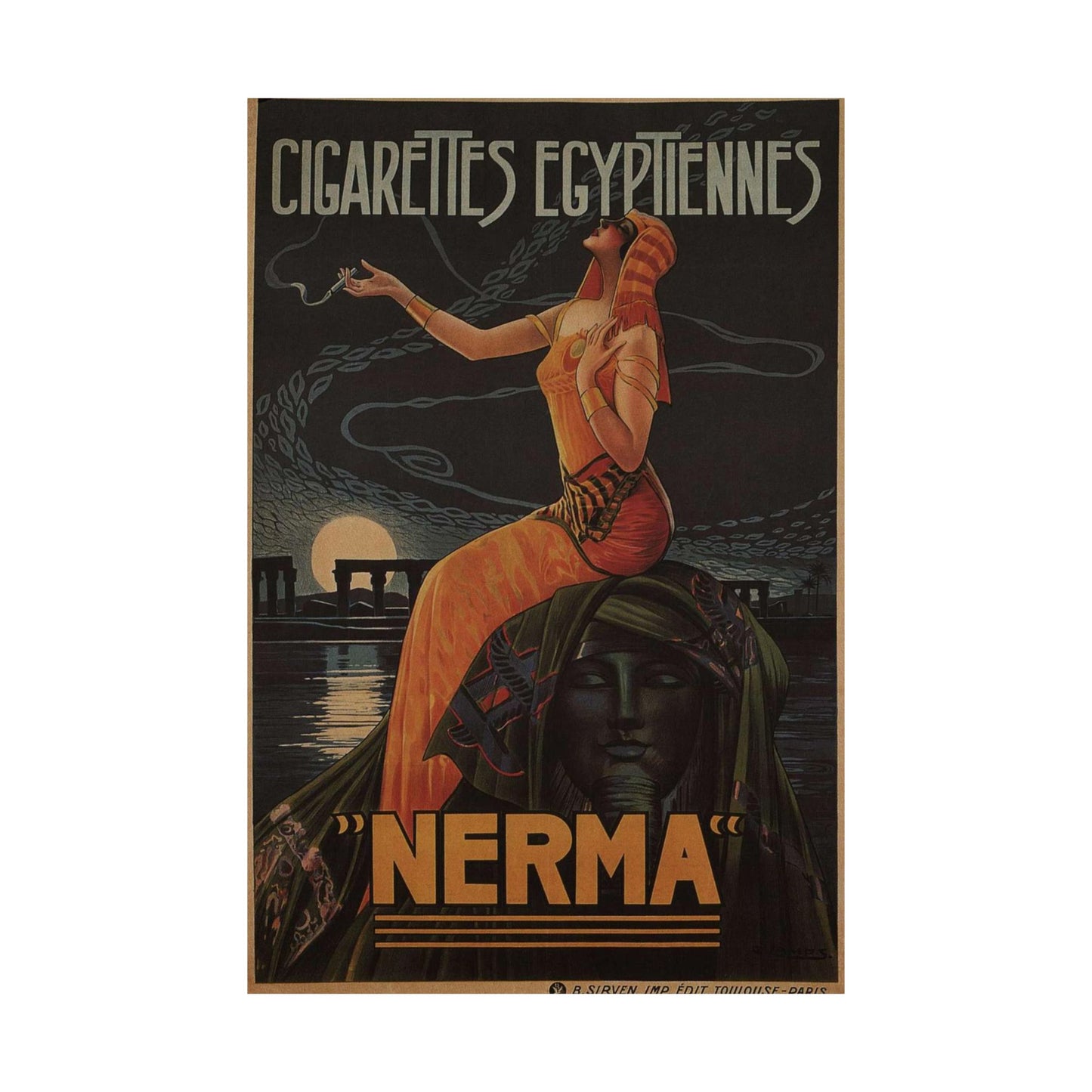 Cigarettes-Egyptiennes-Nerma-Gaspar-Camps-1924 High Quality Matte Wall Art Poster for Home, Office, Classroom