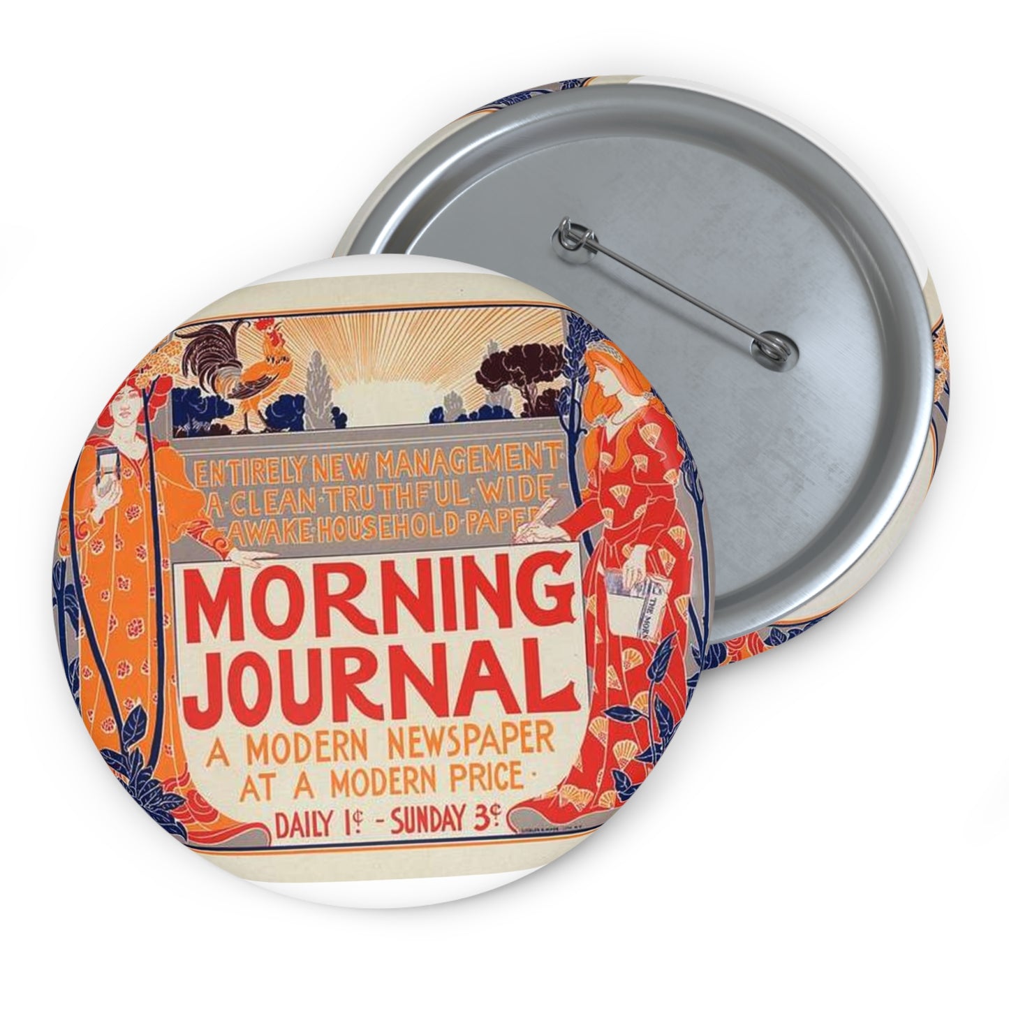 Louis Rhead - Affiche américaine pour le "Morning Journal". Pin Buttons with Crisp Design