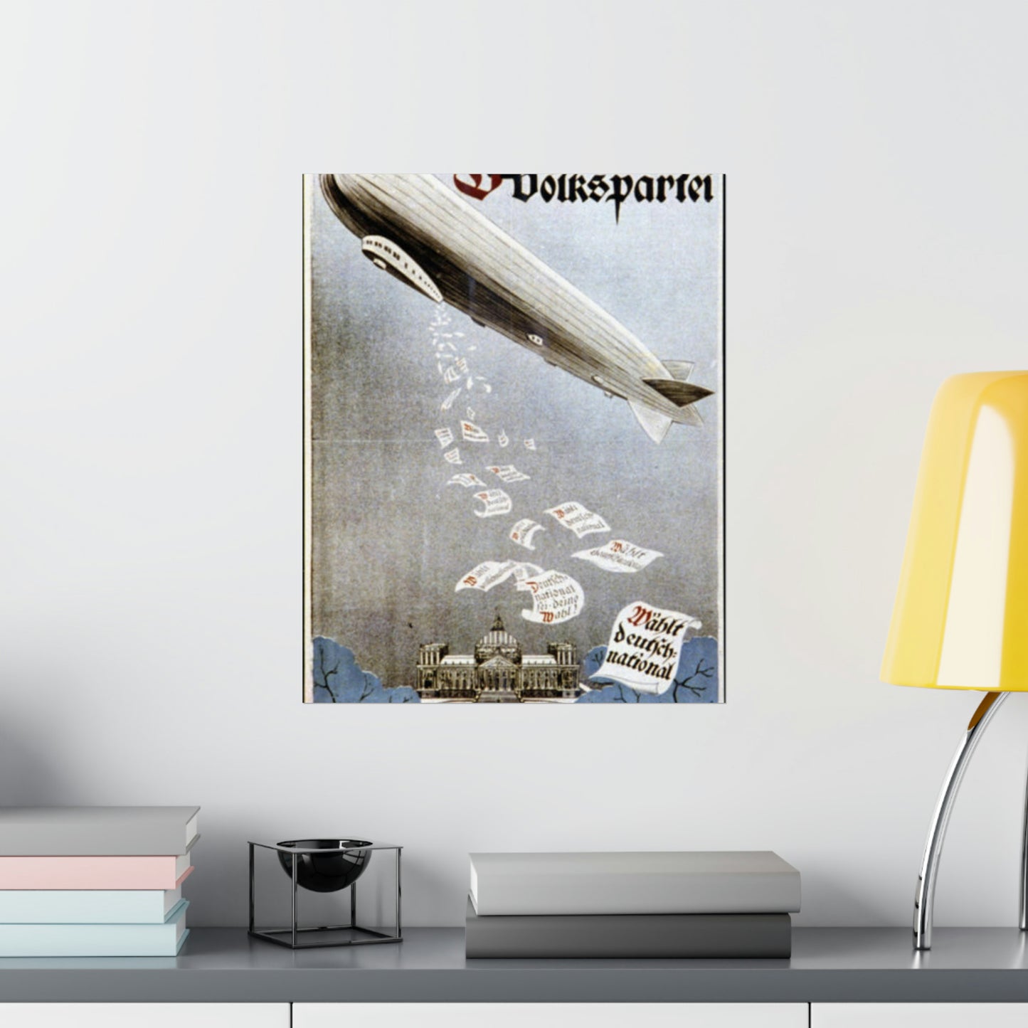 german election poster. oct 1924 -  Deutsche Zeppelin Reederei Company High Quality Matte Wall Art Poster for Home, Office, Classroom