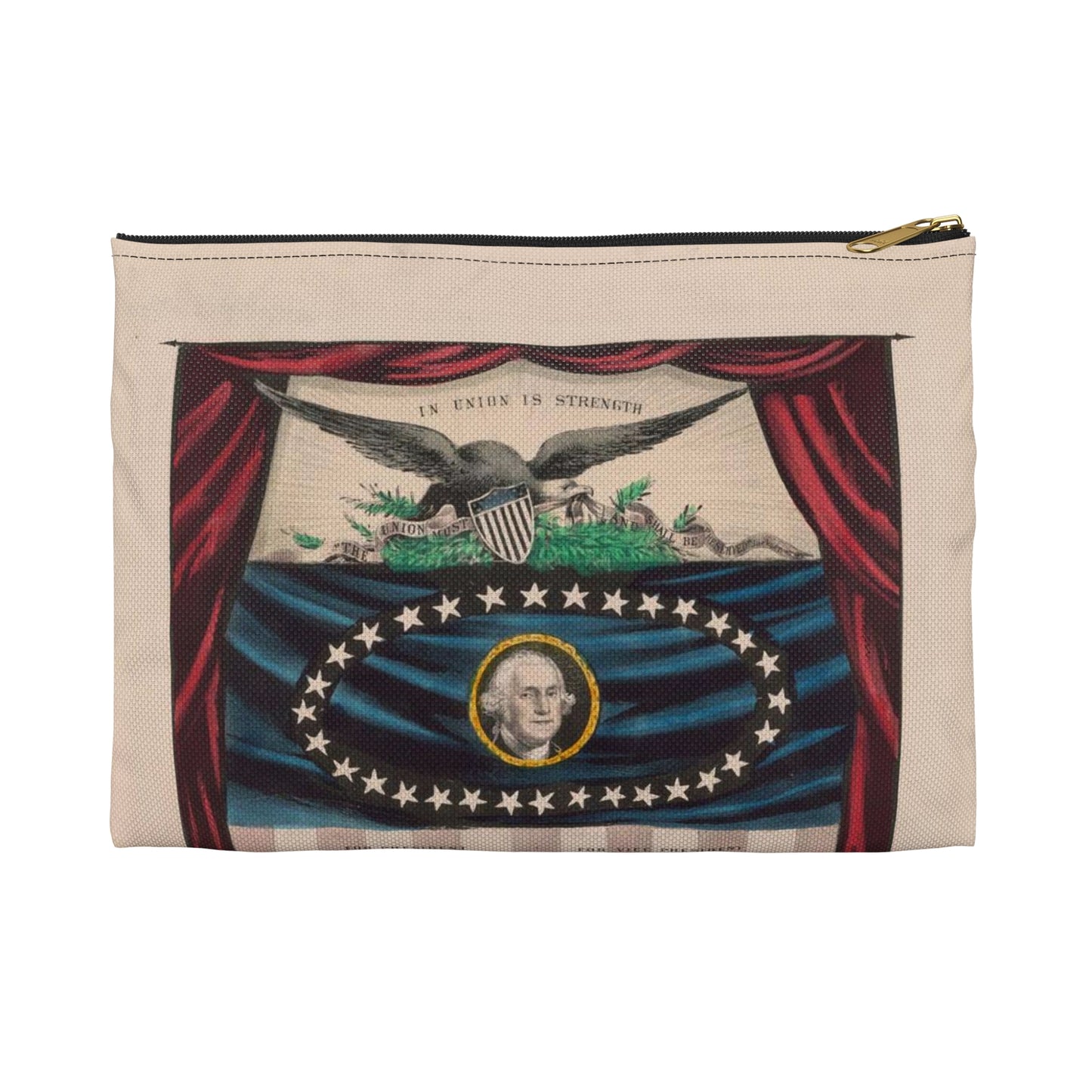 Grand, national, democratic banner - press onward - portraits from daguerreotype / lith. & pub. by N. Currier. Large Organizer Pouch with Black Zipper