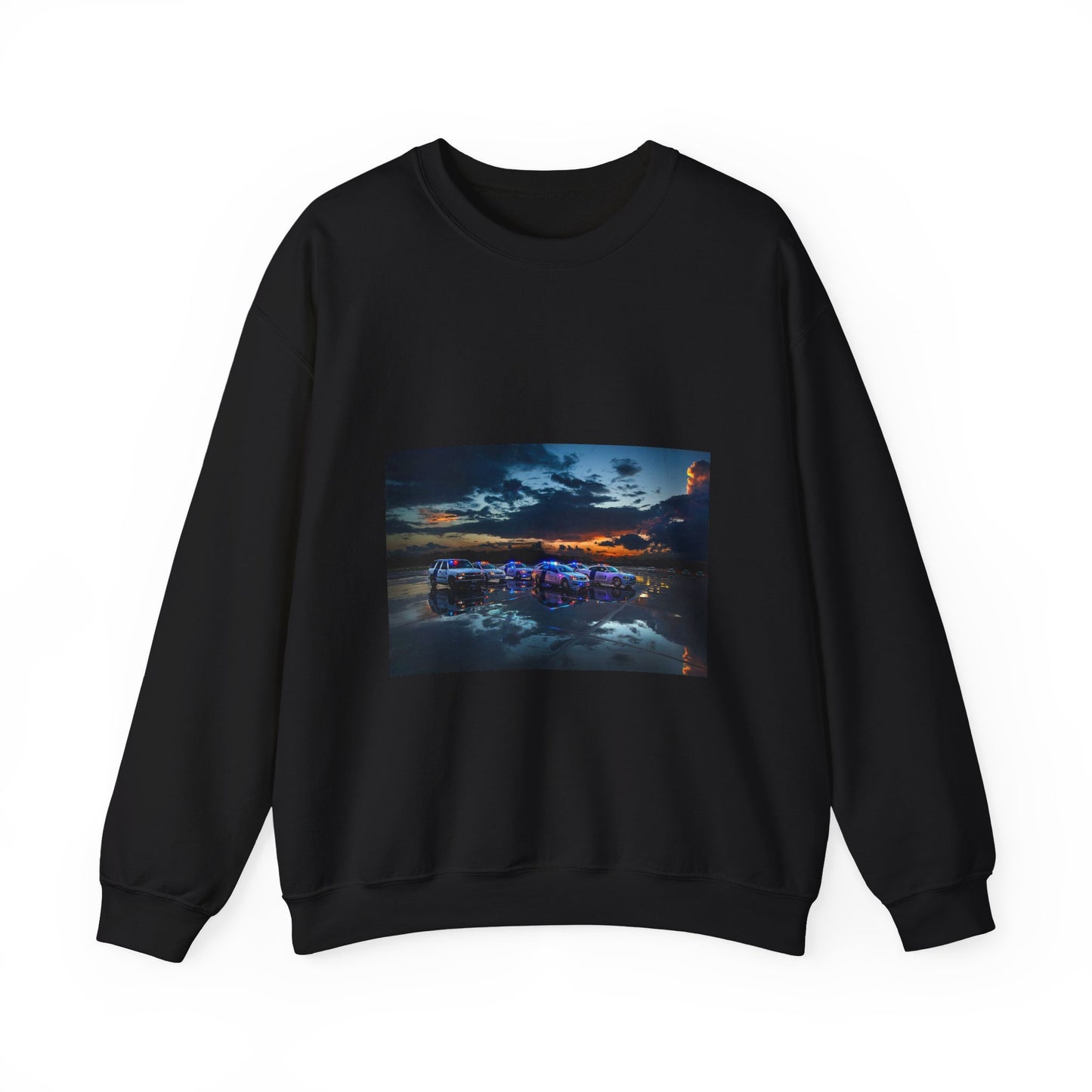 DHS Training Vehicles at Sunset in Glynco Georgia FLETC Black Heavy Blend Adult Crew Neck SweatShirt