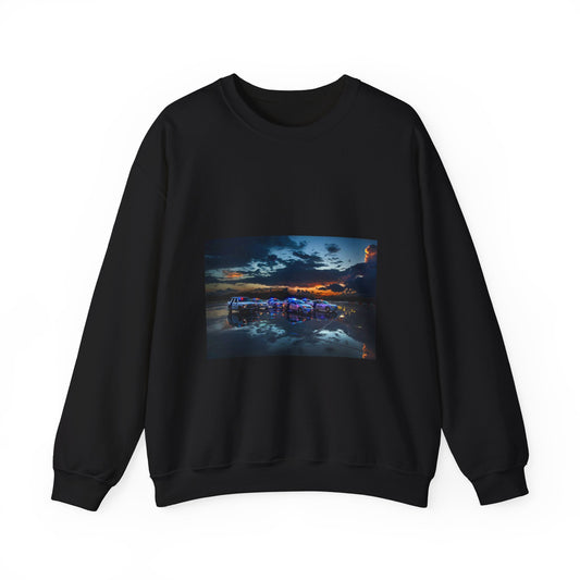 DHS Training Vehicles at Sunset in Glynco Georgia FLETC Black Heavy Blend Adult Crew Neck SweatShirt