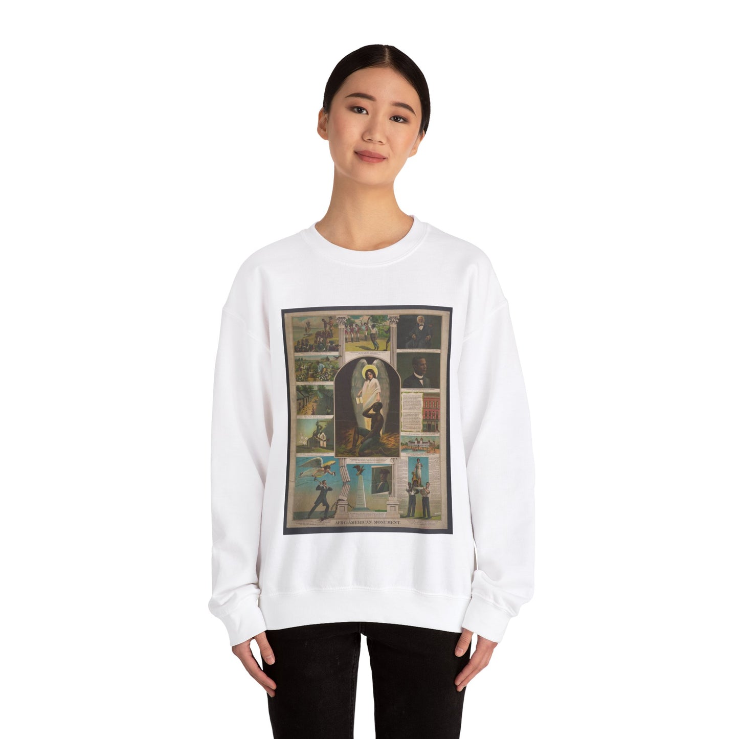 Afro-American Monument - Print, Library of Congress collection White Heavy Blend Adult Crew Neck SweatShirt