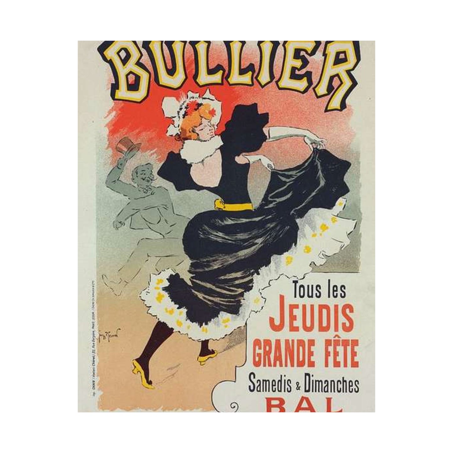 Affiche pour le "Bal Bullier".. Public domain reproduction. High Quality Matte Wall Art Poster for Home, Office, Classroom