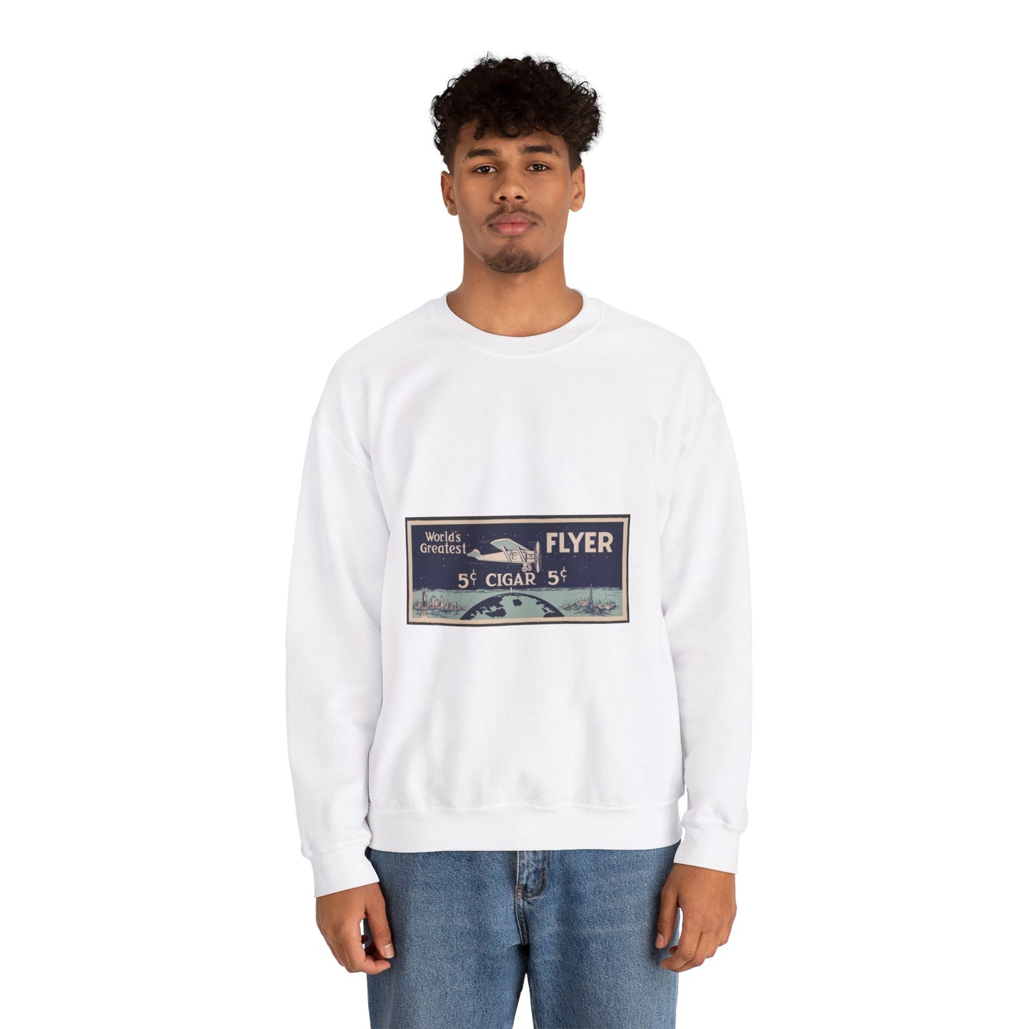 World's greatest flyer... 5 cent Cigar White Heavy Blend Adult Crew Neck SweatShirt