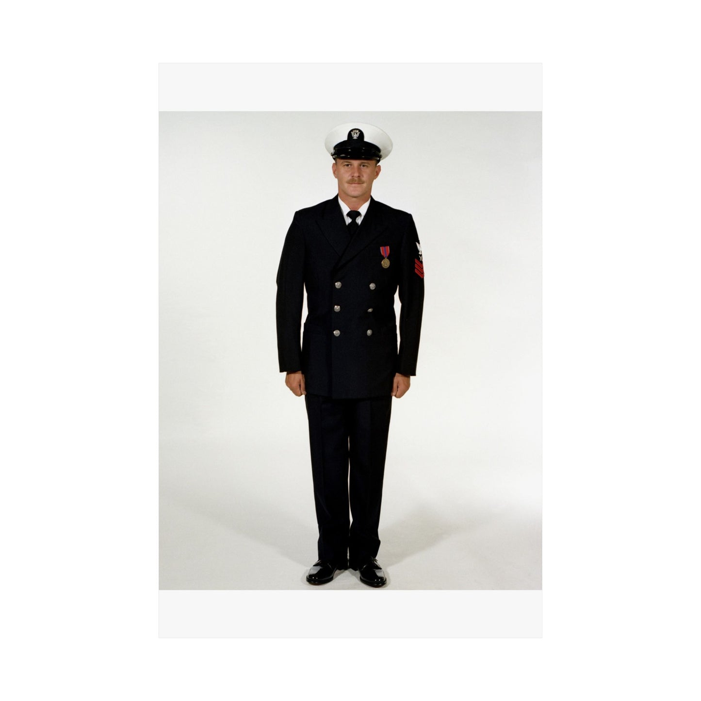 Uniform: Full dress blue, Navy enlisted men, ranks E-1 through E-6 High Quality Matte Wall Art Poster for Home, Office, Classroom