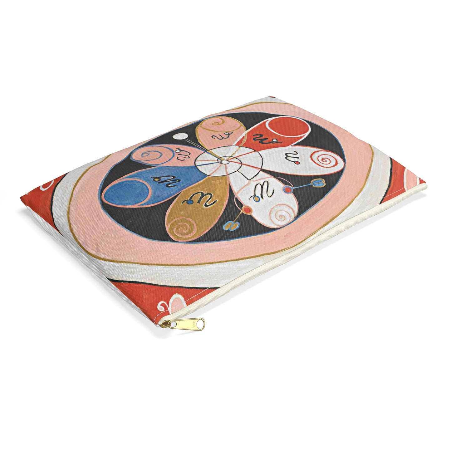 A painting of a colorful flower with writing on it Hilma af Klint - no date - Untitled Large Organizer Pouch with Black Zipper