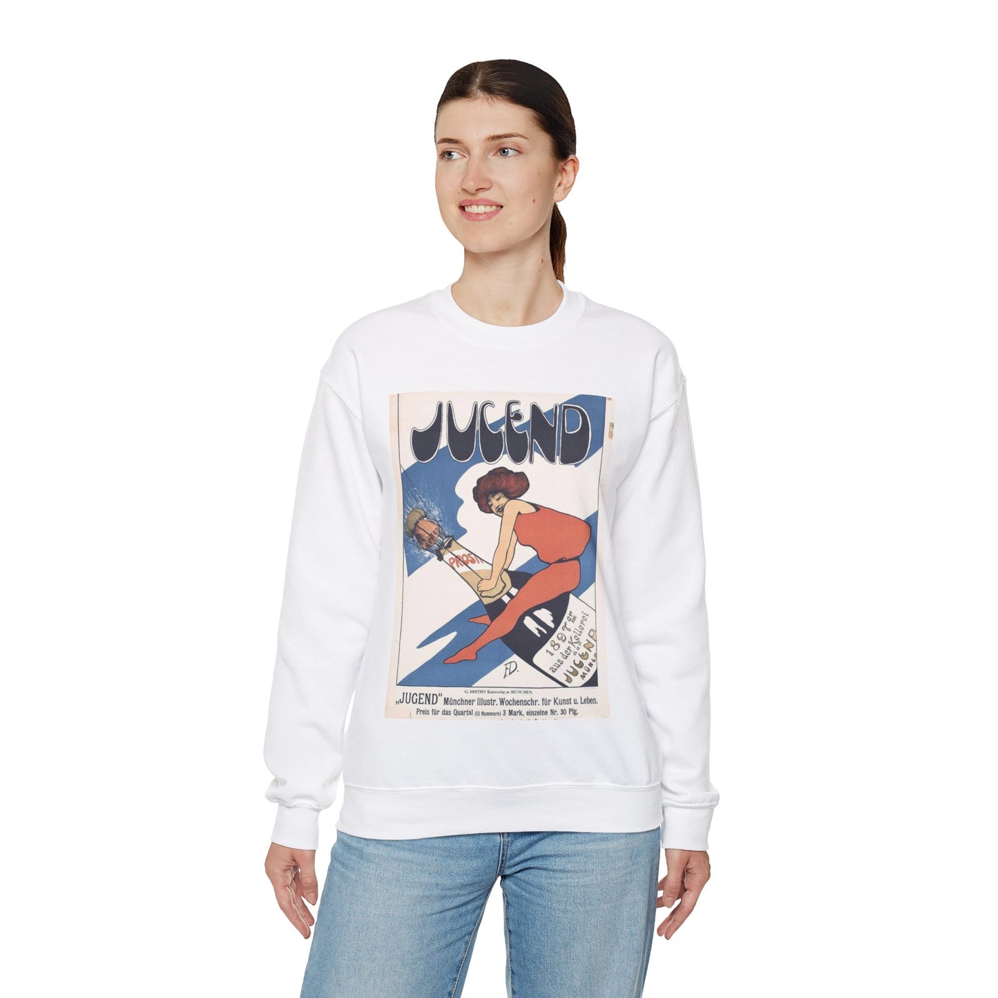 Fritz Dannenberg - Jugend. Münchner illustrierte Wochenschrift, 1897 White Heavy Blend Adult Crew Neck SweatShirt