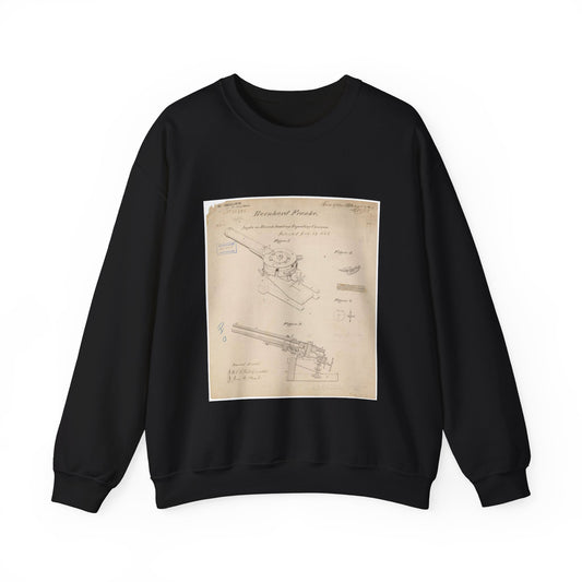 Patent drawing - Drawing of Improvements in Breech-Loading Repeating Cannon Public domain  image Black Heavy Blend Adult Crew Neck SweatShirt