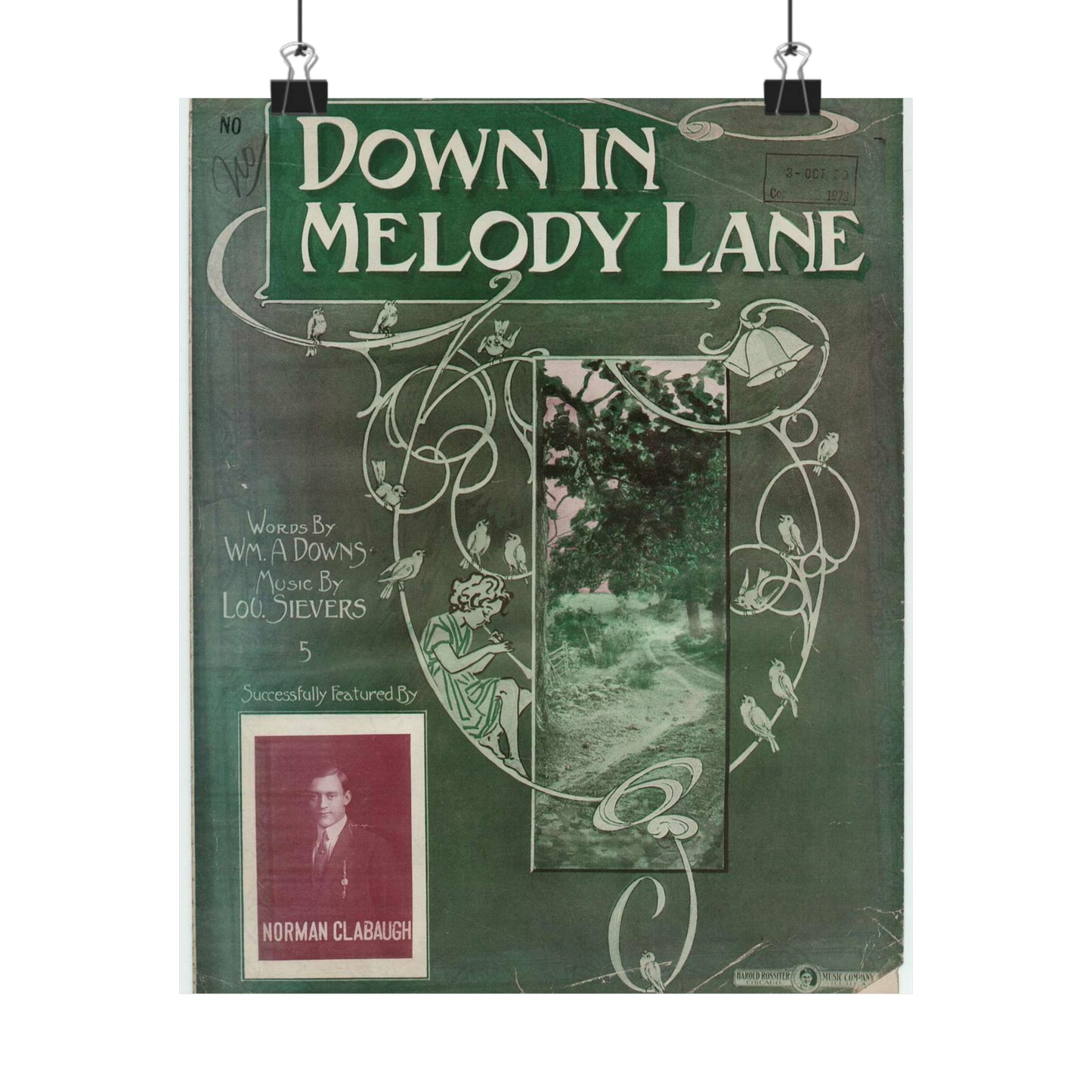 Down in melody lane - Public domain American sheet music High Quality Matte Wall Art Poster for Home, Office, Classroom