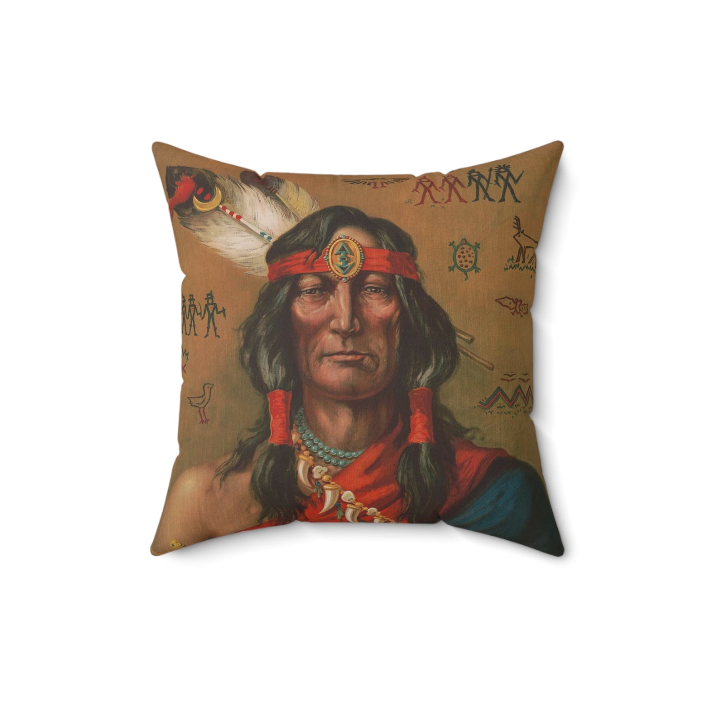 Indian chief - Print, Library of Congress collection Decorative Accent Square Pillow