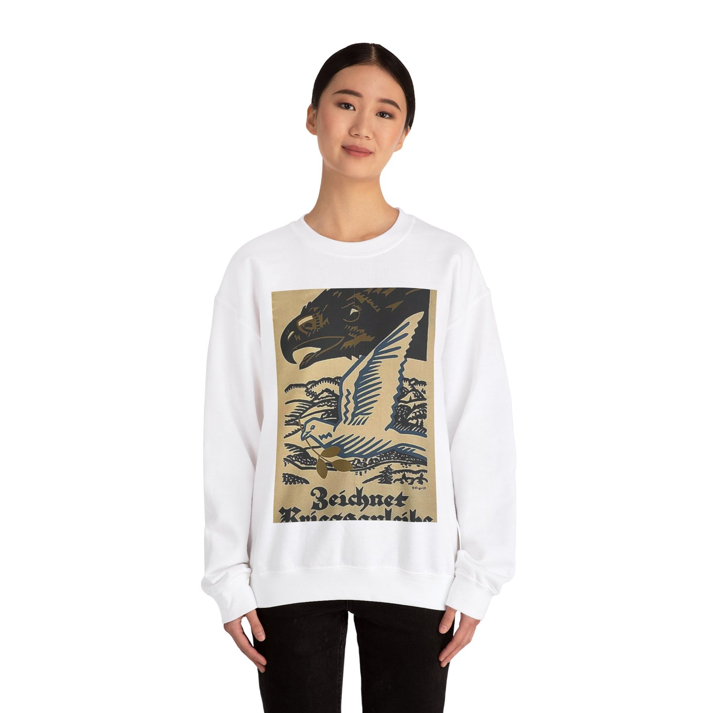 WWIposter12 - Art Deco public domain image White Heavy Blend Adult Crew Neck SweatShirt