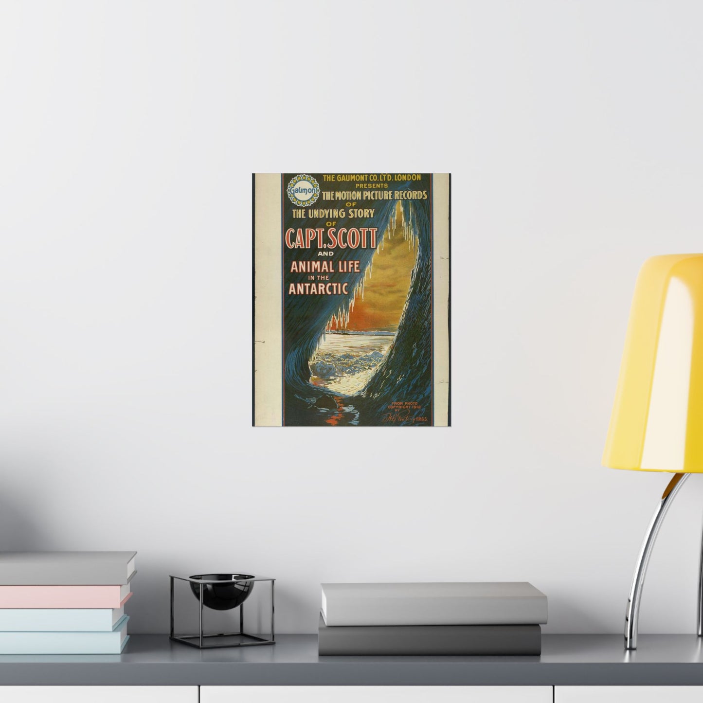 The Gaumont Co. L'T'D. London presents the motion picture records of the undying story of Capt. Scott and animal life in the Antarctic / The Morgan Lith. Co., Cleveland, O. High Quality Matte Wall Art Poster for Home, Office, Classroom