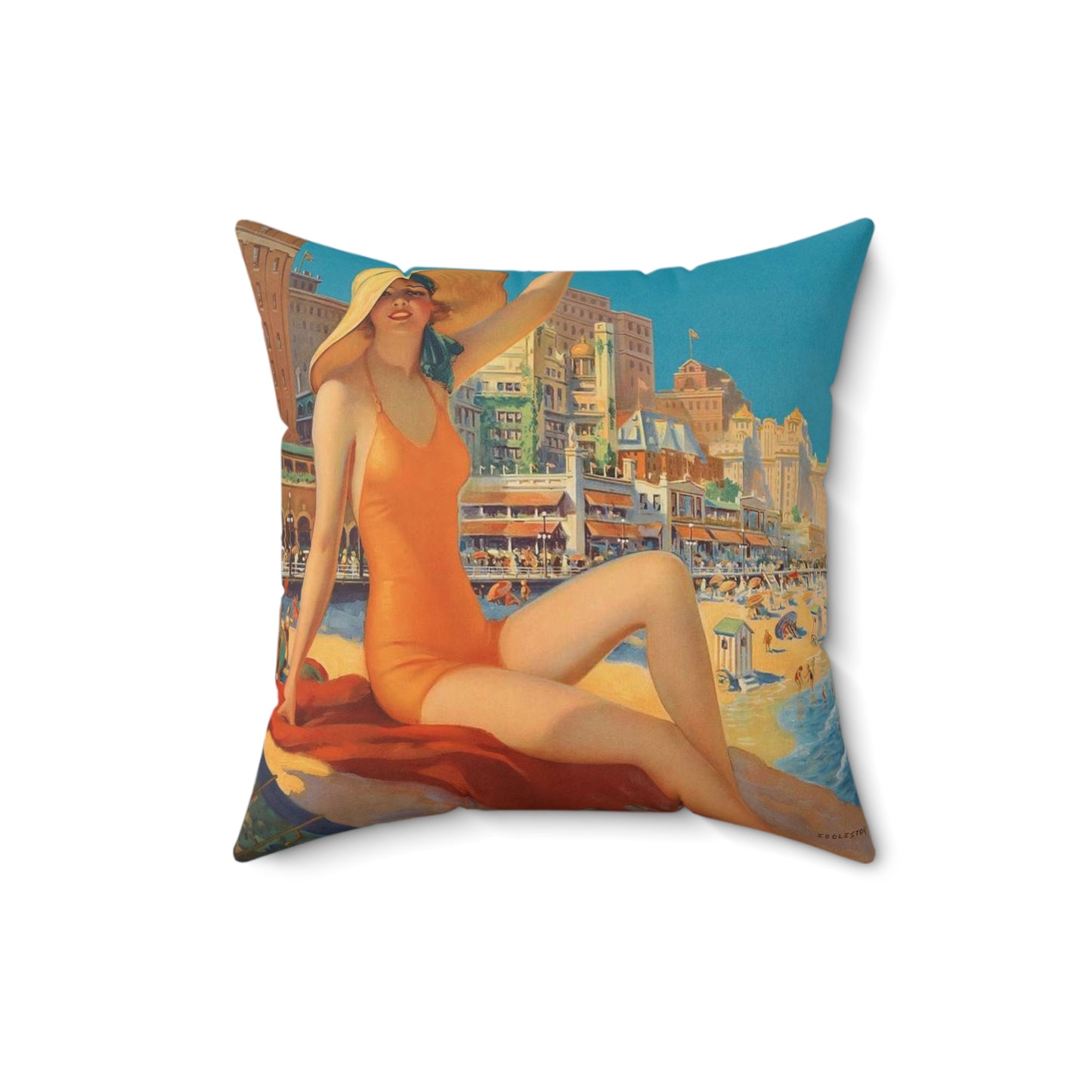 Edward M. Eggleston - Pennsylvania Railroad - Atlantic City, 1935 Decorative Accent Square Pillow