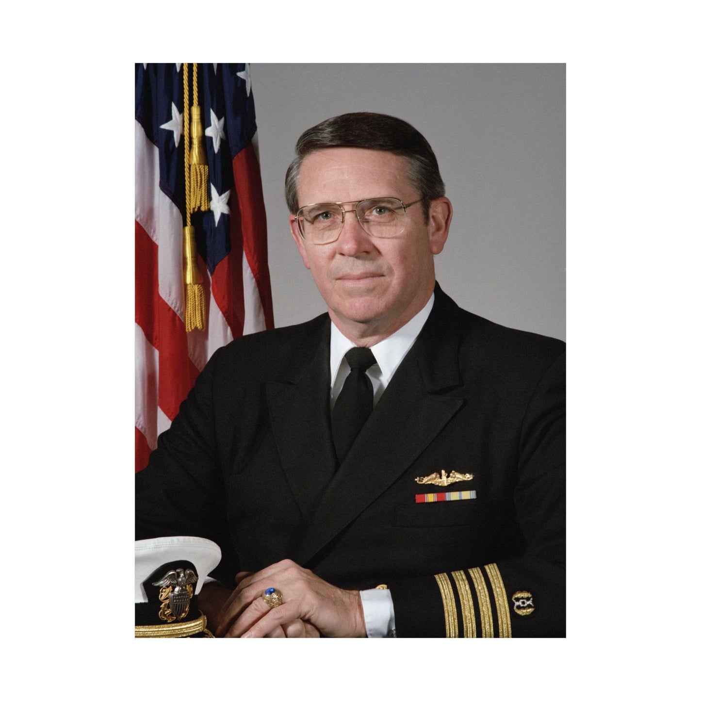 Portrait:  US Navy (USN) Captain (CAPT) Charles A. Hougland (uncovered) High Quality Matte Wall Art Poster for Home, Office, Classroom