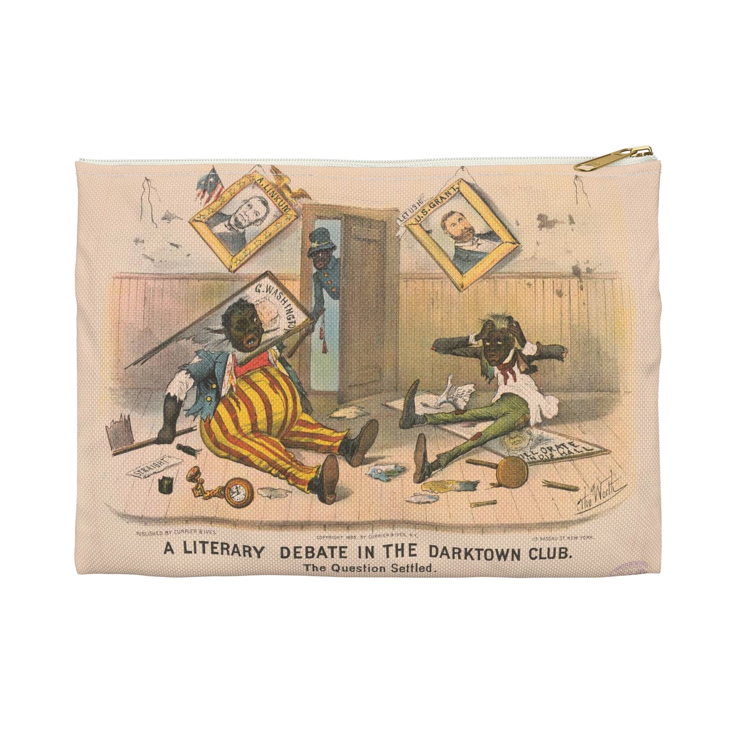 A literary debate in the Darktown Club--The question settled / Tho. Worth. Large Organizer Pouch with Black Zipper