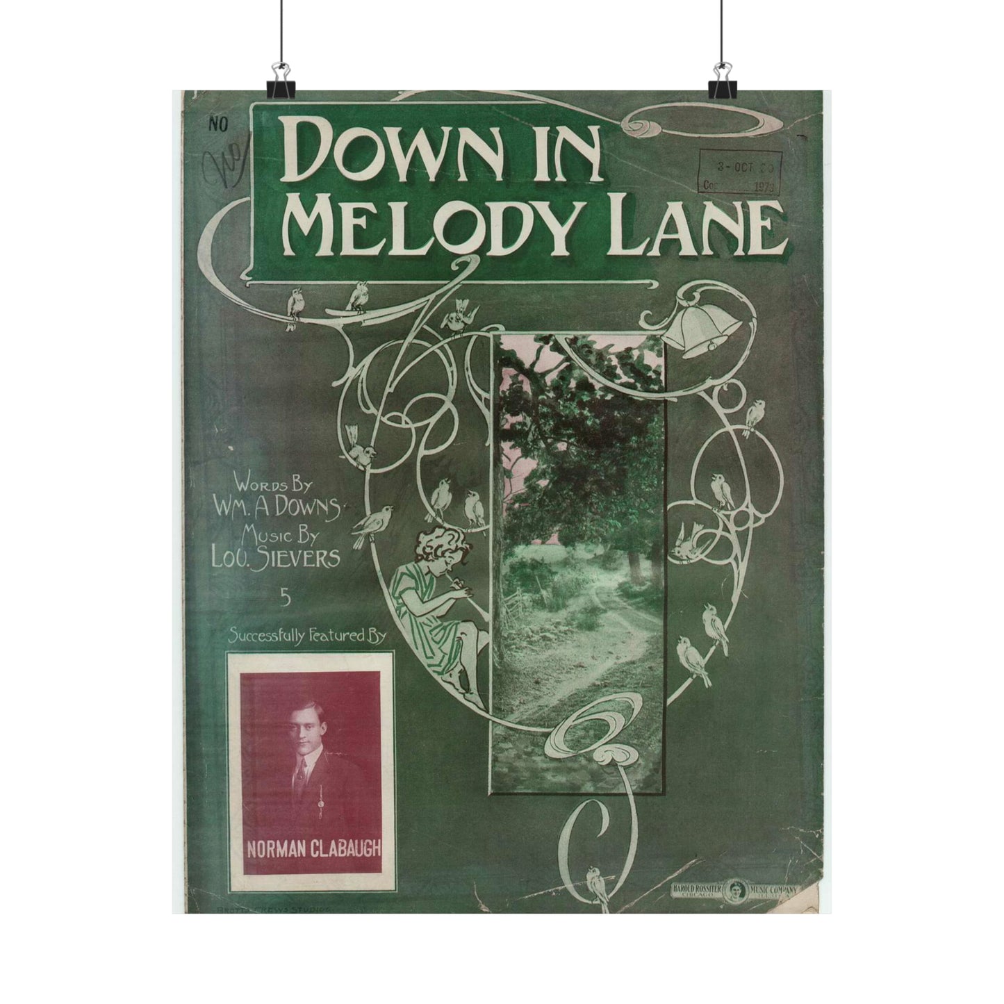 Down in melody lane - Public domain American sheet music High Quality Matte Wall Art Poster for Home, Office, Classroom