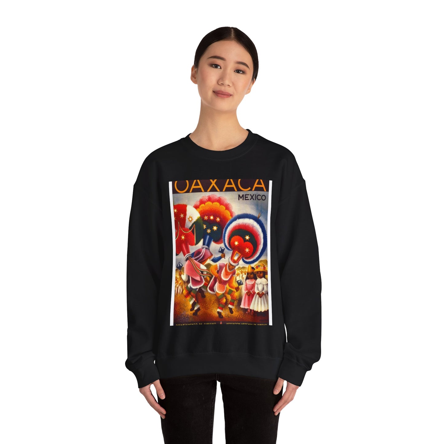 Oaxaca. Mexico. Vintage Travel Poster. Black Heavy Blend Adult Crew Neck SweatShirt