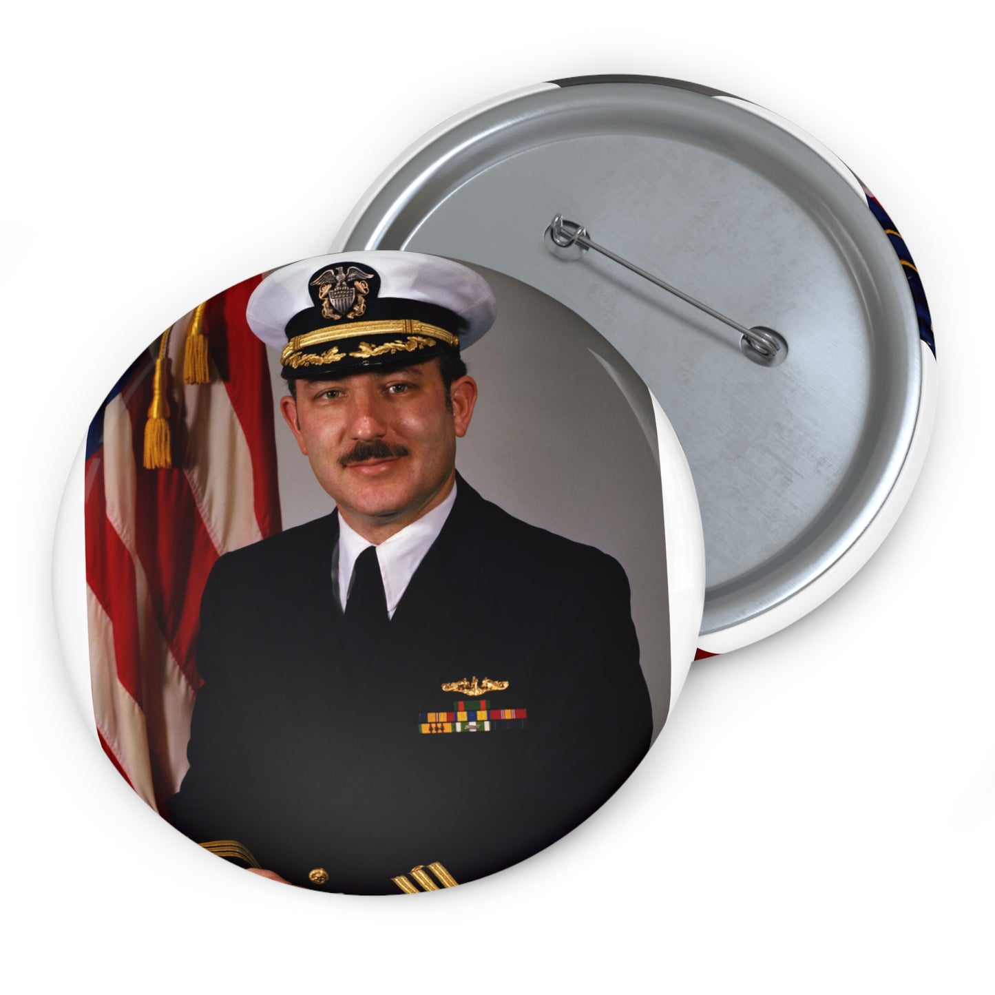 Commander Joel M. Greenberg, USN (covered) Pin Buttons with Crisp Design