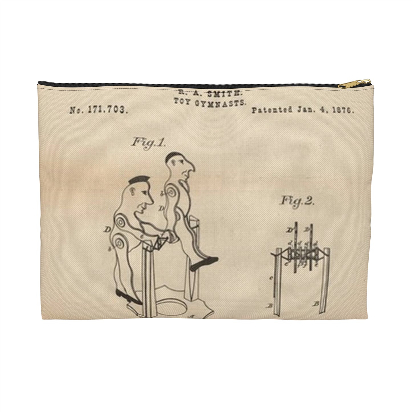 Patent drawing - for a Toy Gymnast Public domain  image Large Organizer Pouch with Black Zipper