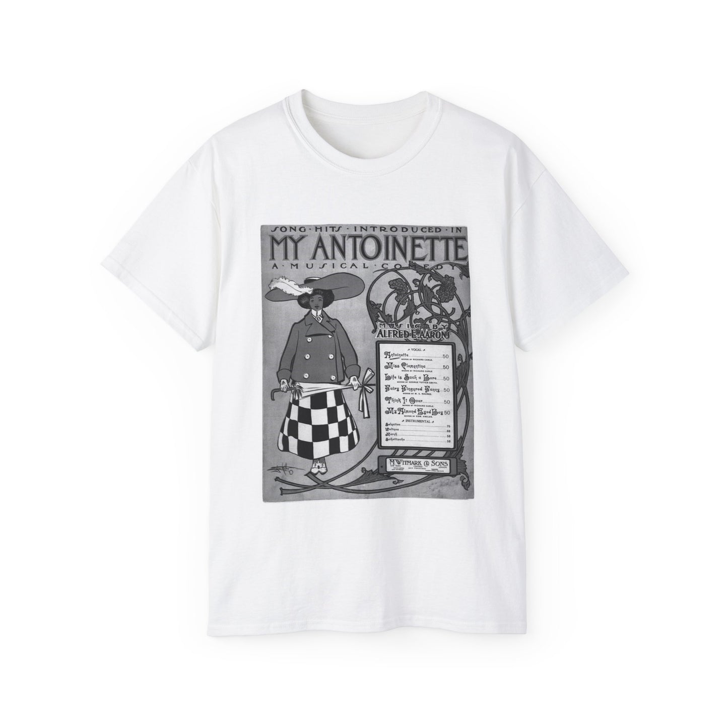 Antoinette, musical notation - Public domain American sheet music White T-Shirt Gildan 2000 Cotton Unisex