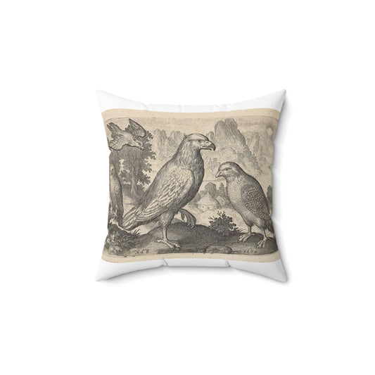 Abraham de Bruyn - Arend en andere roofvogels Decorative Accent Square Pillow