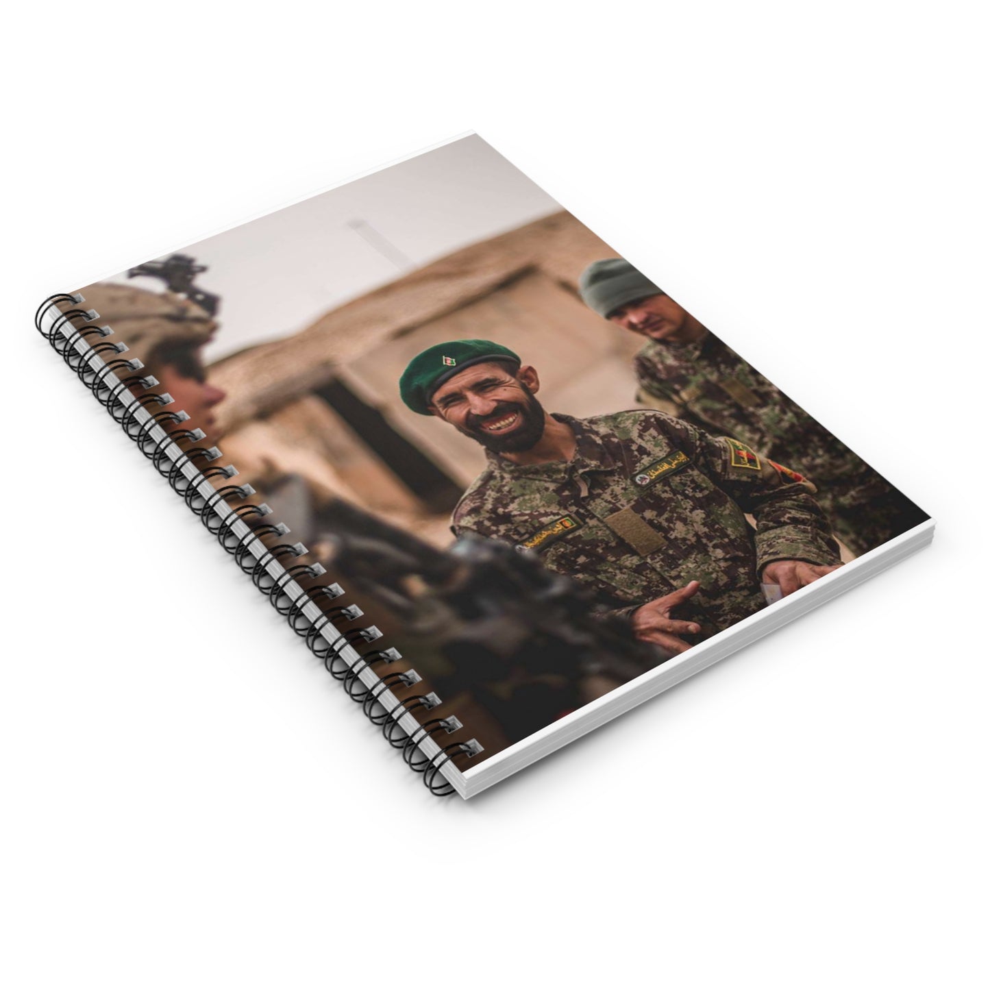 A U.S. Marine with Task Force Southwest (TFSW) converses Spiral Bound Ruled Notebook with Printed Cover