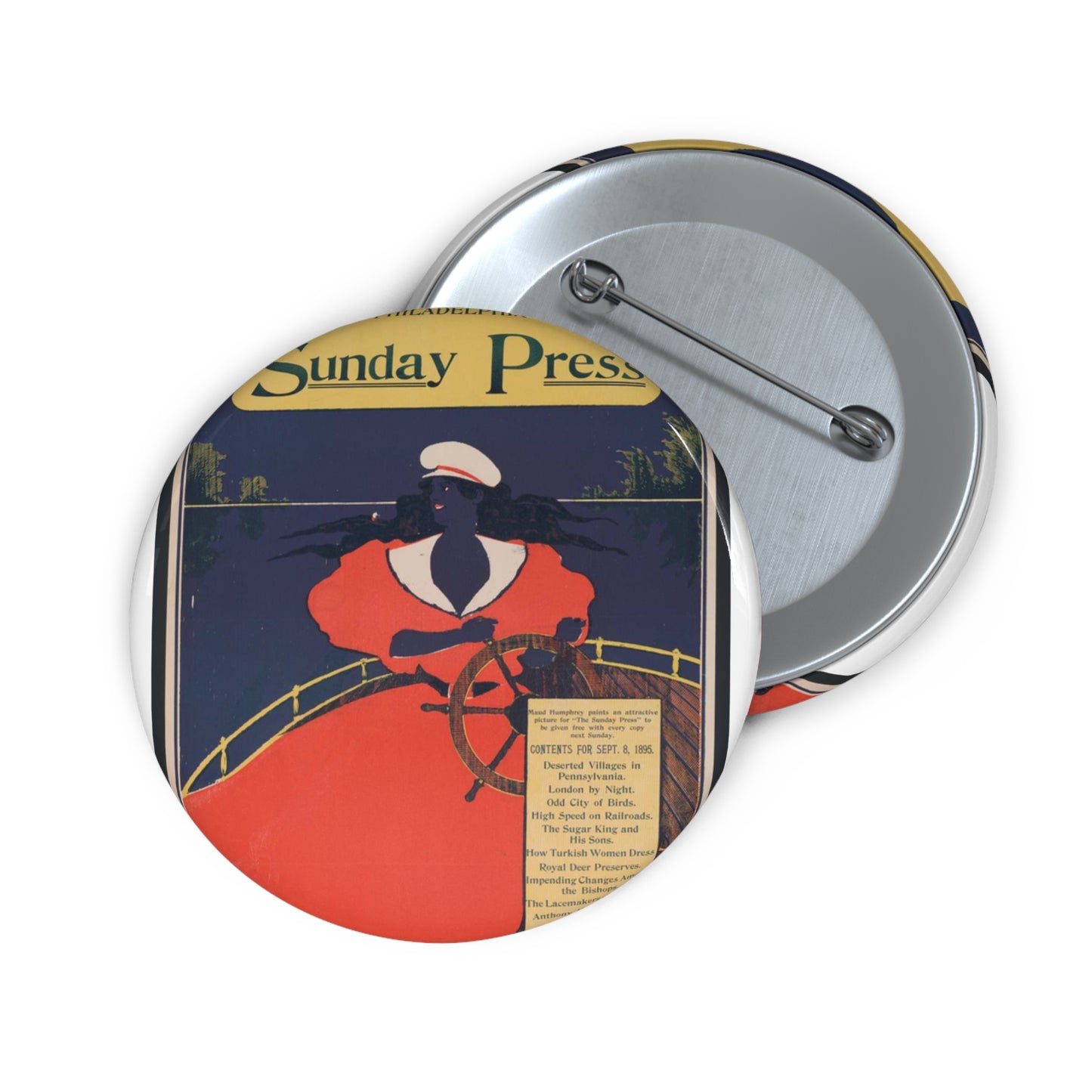 Contents for Sept. 8, 1895: Deserted villages in Pennsylvania.. Pin Buttons with Crisp Design