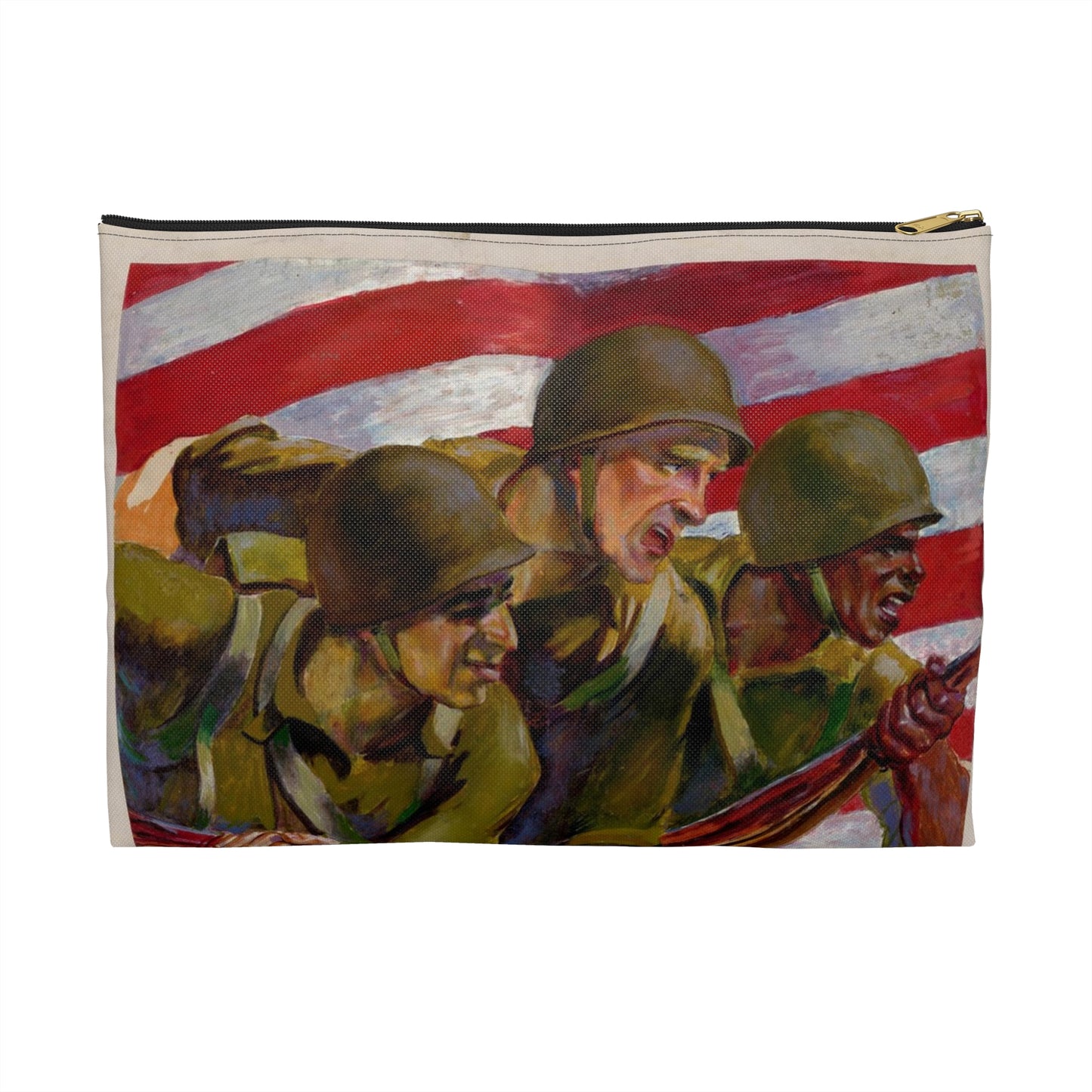 Together we WIN - A painting of a group of soldiers holding guns Large Organizer Pouch with Black Zipper